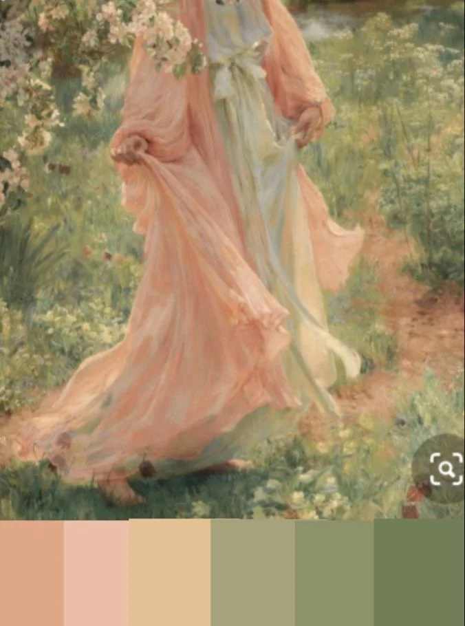 Inspiration for a planting palette comes from anywhere and this time, it was a painting.

I love these muted tones, with gentle greens, blush pinks, warm whites and soft peach which will form the colour palette for a new planting design commission, f