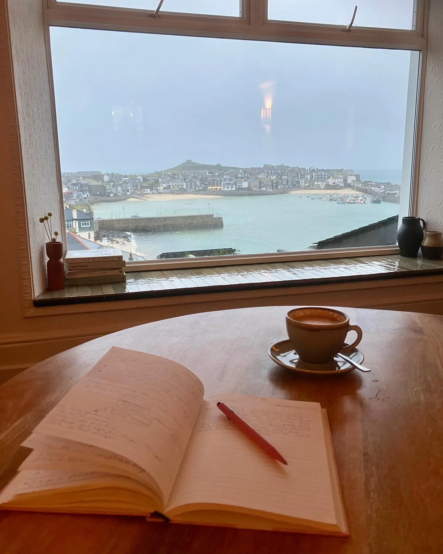 There are so many versions of us in this town ✨ Seven months postpartum, bodyboarding at Porthmeor, finally feeling back in my body ✨ Queuing for chips at the Balancing Eel when it was not long post Covid and still one-in-one out; I had to leave my d