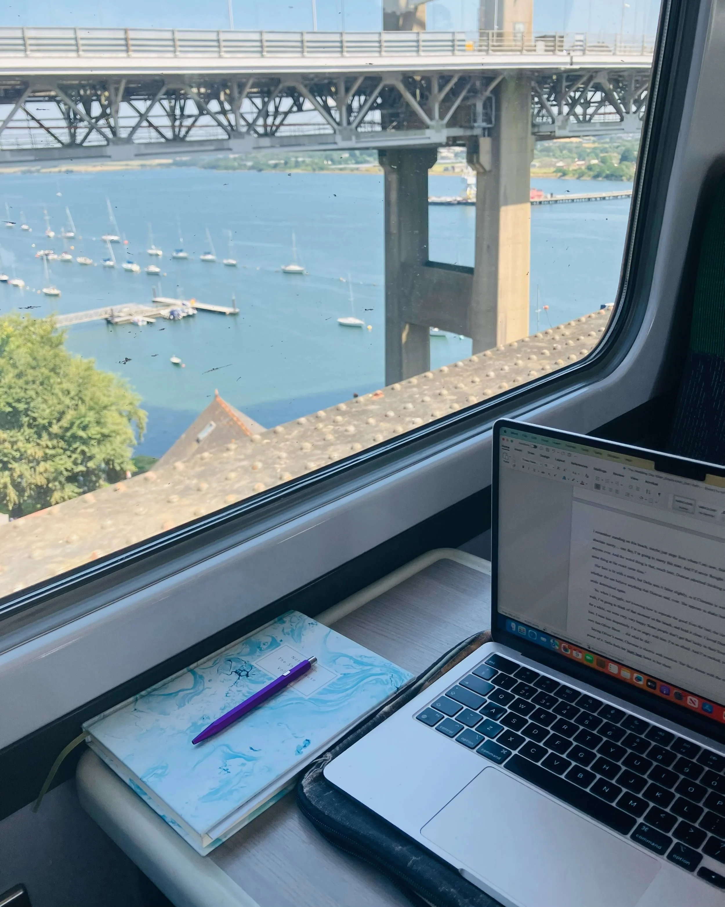Crossing the Tamar, happy days 🩵 Thank you to @gwruk for today&rsquo;s mobile office, en route to the best festival around, @penzancelitfest 🚂 ✍️I can&rsquo;t wait for my event at @acornpenzance tomorrow, where I&rsquo;ll be talking The Lone Island