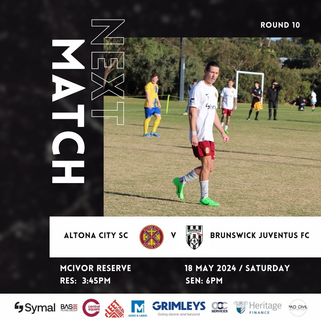 ⚡️Senior Men - Round 10

Back to a Saturday kick off at Mcivor Reserve, our boys go up against Brunswick Juventus FC with a 6pm kick off. The U23s kick off at 3:45pm so get there early and show your support. 

🗓️ Saturday, 18 May 2024
⏰ RES: 3:45pm
