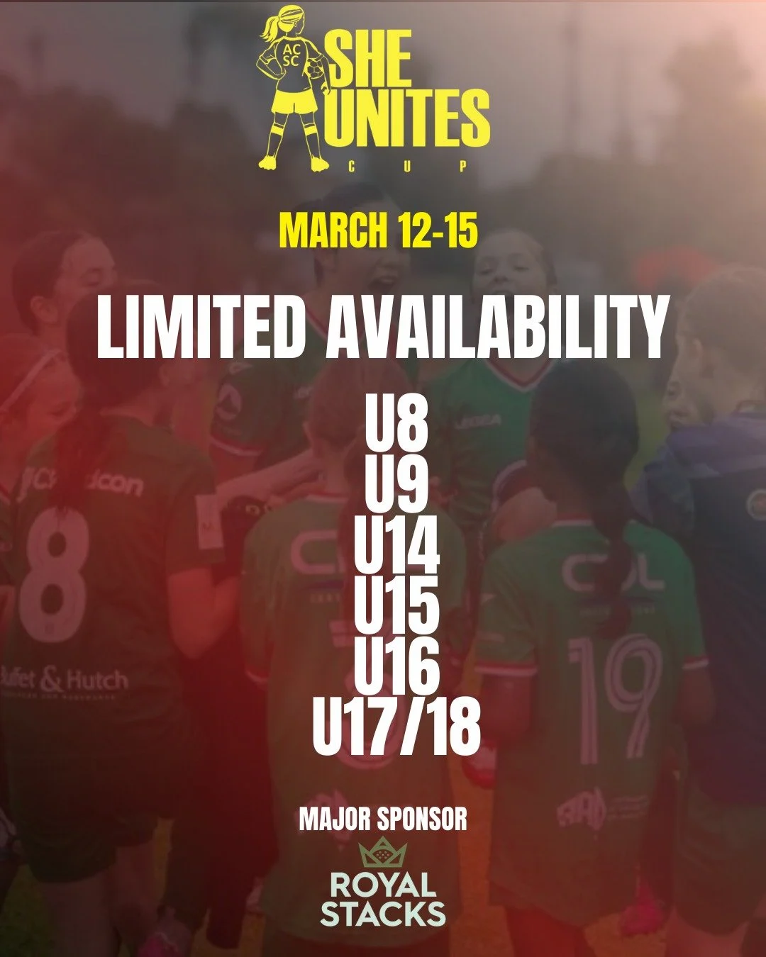 THE FINAL COUNTDOWN IS ON ⚽️

The She Unites Cup kicks off next week, Thursday to Sunday, and we are so ready.

Four huge days.
Clubs coming together.
Female football front and centre.
And an atmosphere that&rsquo;s going to be next level. 

We now h