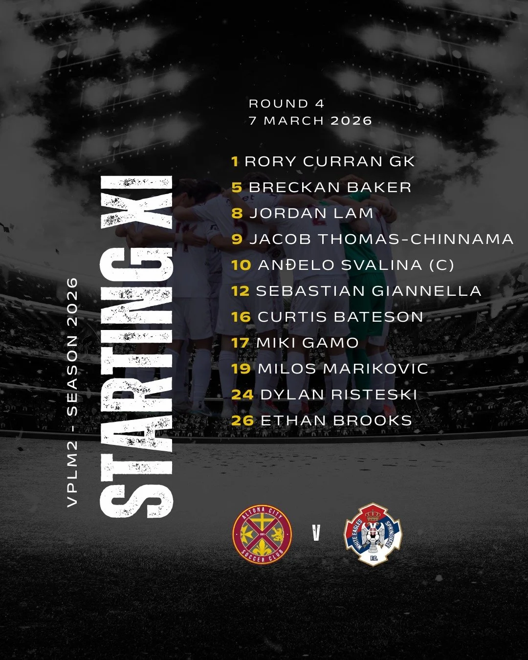 🔴🟡 MATCH DAY &ndash; ROUND 4 🔴🟡

Here is your Altona City Men&rsquo;s Starting XI for Round 4, as the boys take the field ready to battle it out at our home ground, HC Kim Reserve.

The squad is set and ready to go as we look to put in a strong p