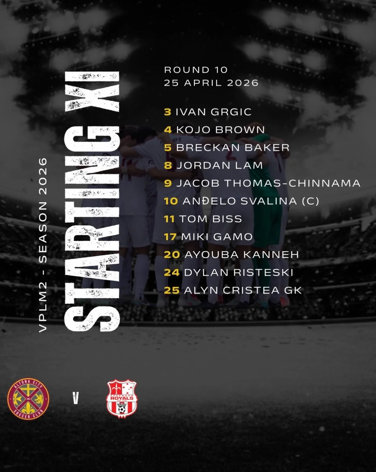 SENIOR MEN | STARTING XI 

Here&rsquo;s how the boys line up today as we get ready for kick-off. 

The squad is locked in and ready to give it everything out on the pitch. Let&rsquo;s get behind them and bring the energy from the sidelines! 

Up Alto