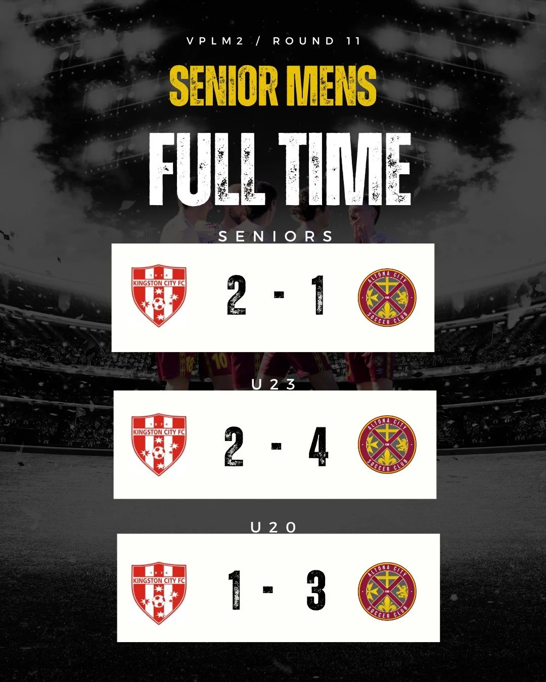 SENIOR MENS I ROUND 11 I FULL TIME

A mixed bag of results for our Senior Men&rsquo;s sides this week, with plenty of positives to take away.

Our U20s put in a strong performance to come away with a well-earned 1&ndash;3 win. A great team effort and