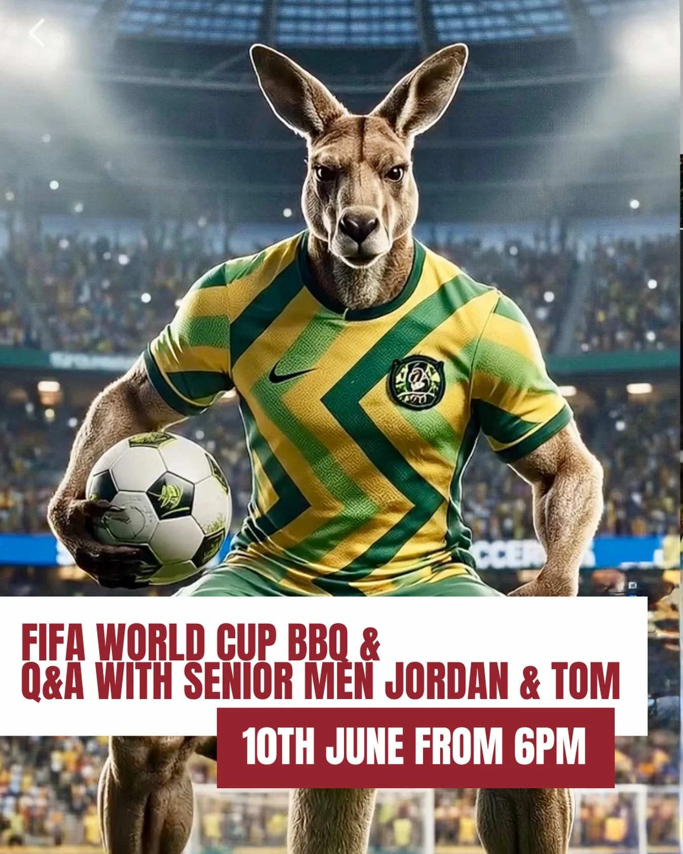 The FIFA World Cup is almost here&hellip; and so is our World Cup BBQ Night!

Join us this Wednesday 10th June for a fun night at the club as we count down to the biggest event in world football.

🌭 BBQ from 6pm
🎤 Q&amp;A with Senior Men Jordan Lam