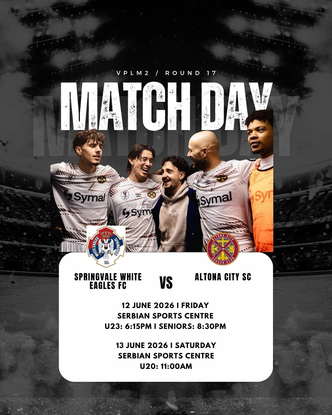 SENIOR MEN'S I MATCH DAY | ROUND 17 

Our Senior Men's teams hit the road this weekend as we take on Springvale White Eagles FC at the Serbian Sports Centre!

📍 Serbian Sports Centre
🆚 Springvale White Eagles FC

📅 Friday, 12 June 2026
⚽ U23 &ndas