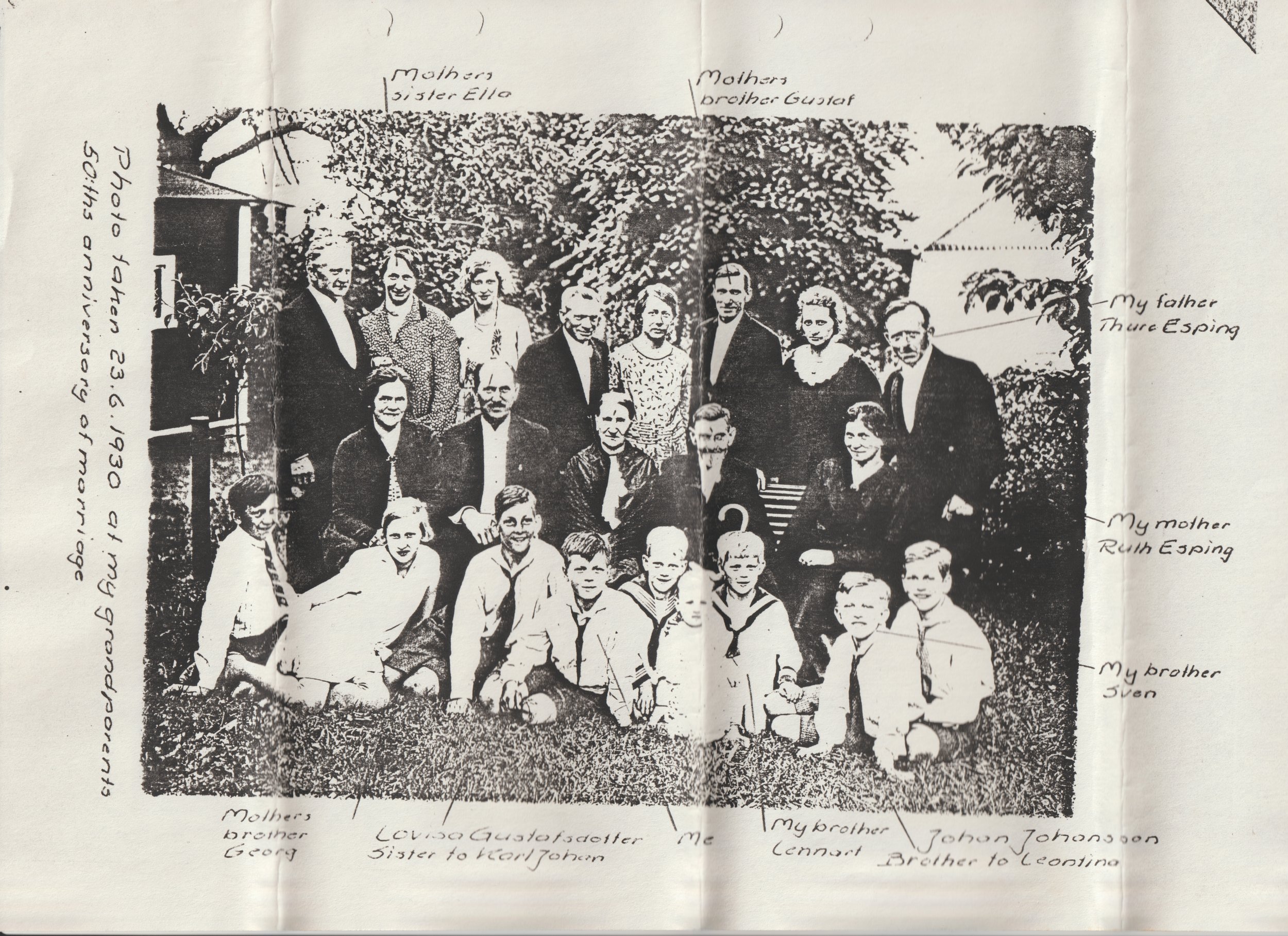 This is a family photo from the Swedish branch of the Gustafson family that stayed in Sweden.