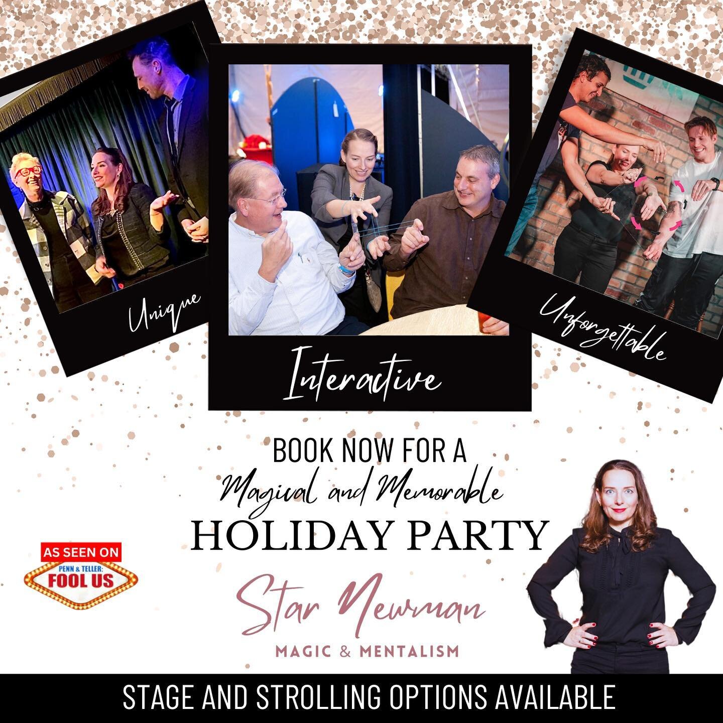 Host the best holiday party ever! Interactive magic/mentalism is a fantastic way to make this years party the one that gets talked about for years. Contact soon as dates are disappearing (wow that&rsquo;s cheesy&hellip;) #prettymagical #sarasota #mag