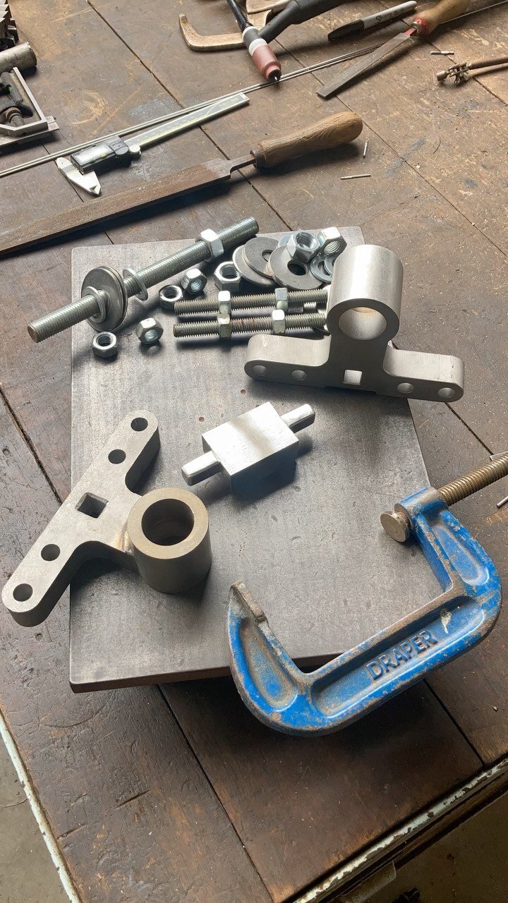 After fully making one yoke to prove my theory, I cut, ground, die ground, filed and wire wheeled all the other water jet cut pieces. I&rsquo;m making a pair of universal joints, one for immediate St Kilda use, and one as a spare, waiting to swap whe