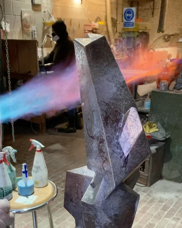 &ldquo;Elemental Mass Maquette&rdquo; (No.4/9) having patina applied at @afn_foundry by @shanejwhiteheadsculpture . Many thanks Shane and Jon and many thanks to my wonderful mother, who helps with all matters concerning colour (I am colourblind). The