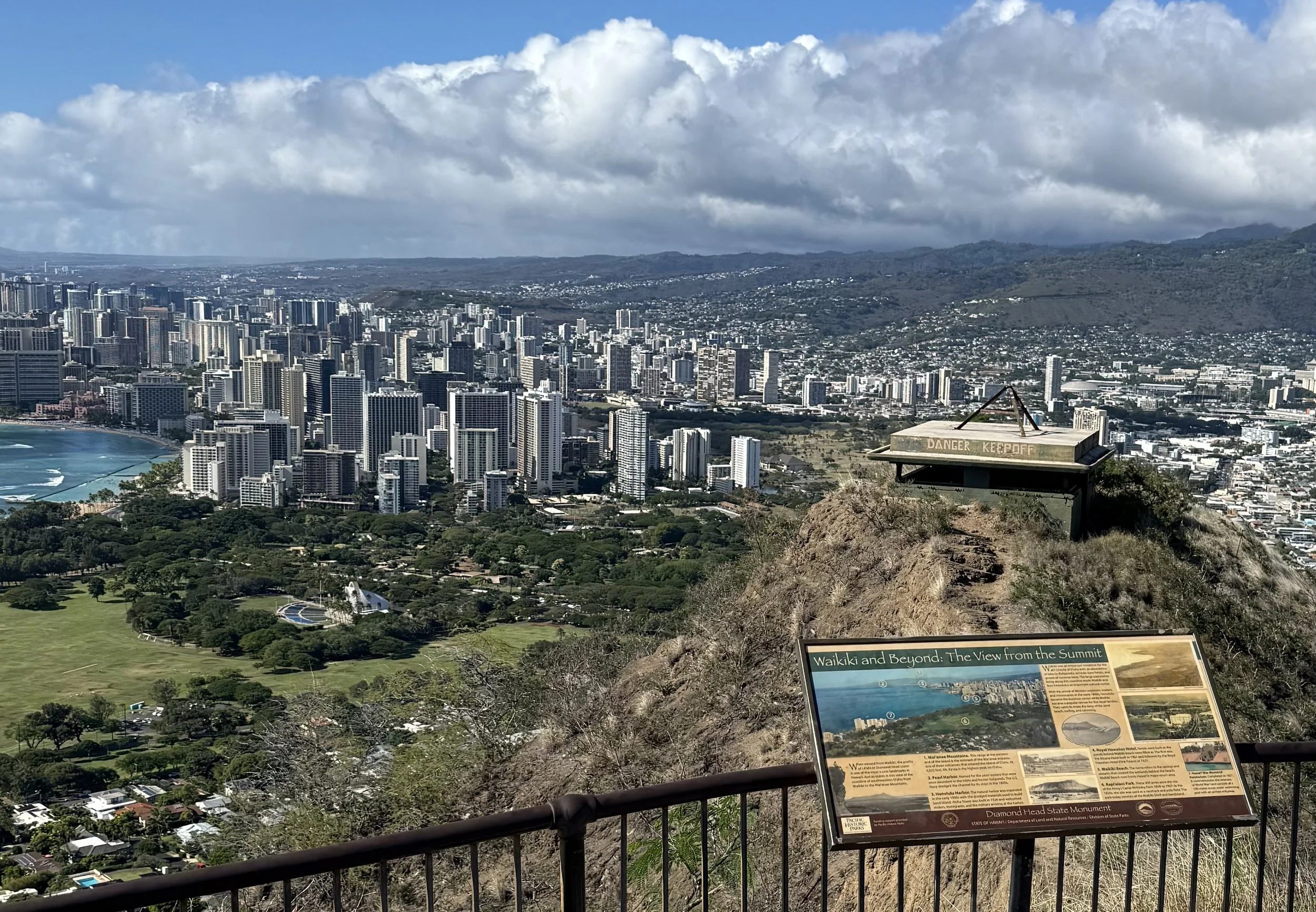 after a wedding at the venue at springfield estates hike diamond head in Honolulu