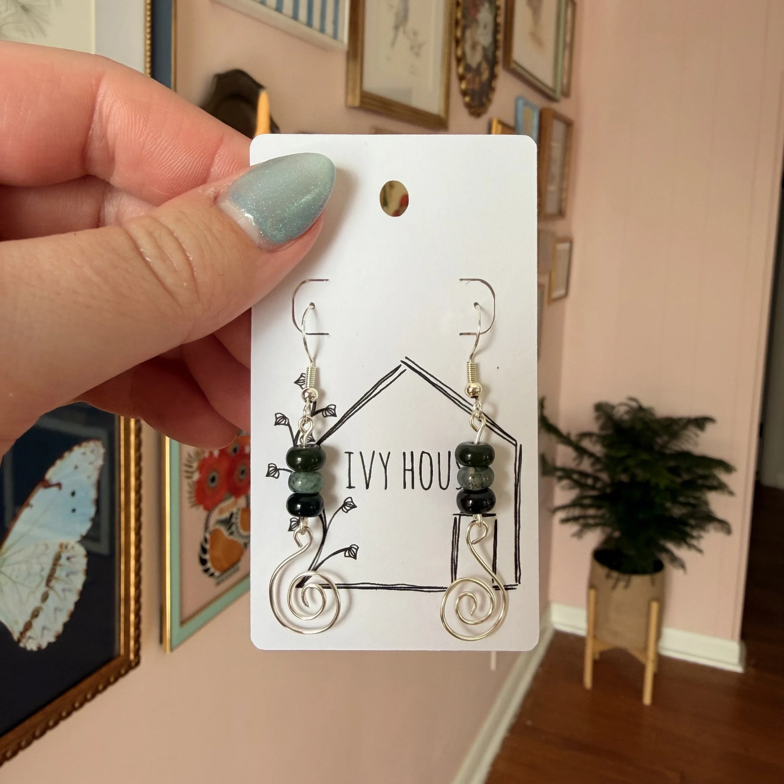 Indian Agate Spiral Earrings