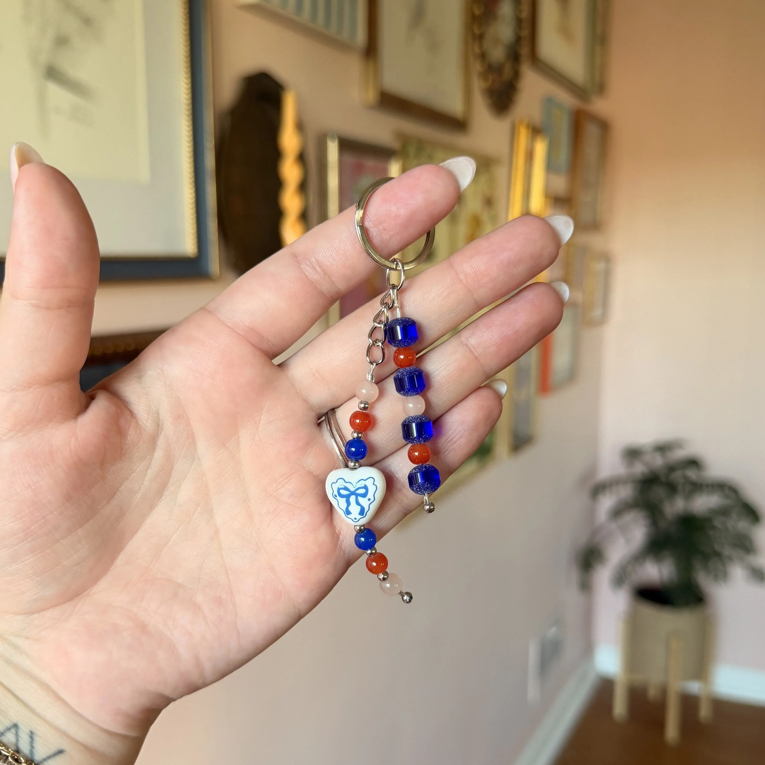Bow Heart Bag Charm