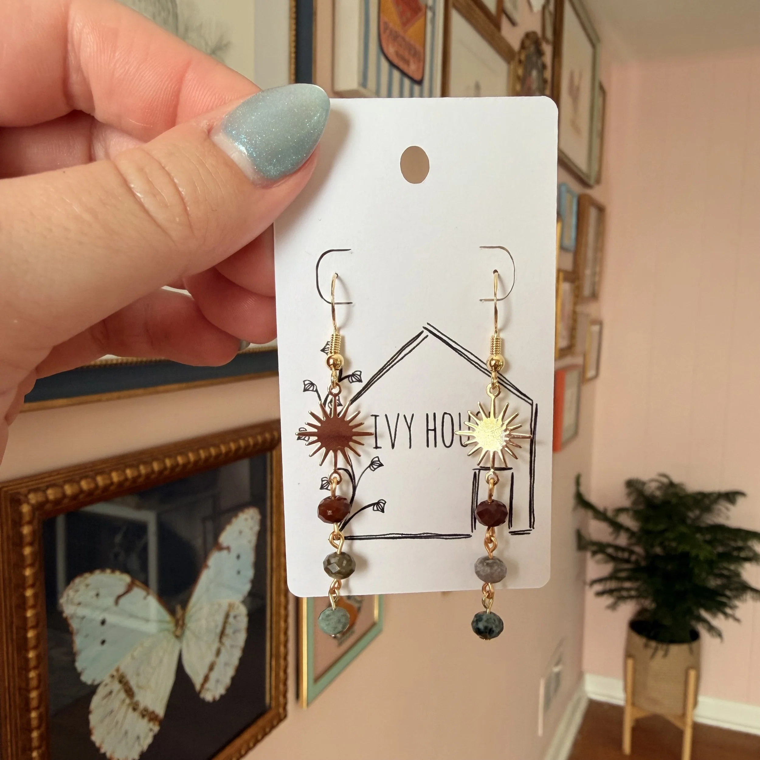 Indian Agate Sun Earrings