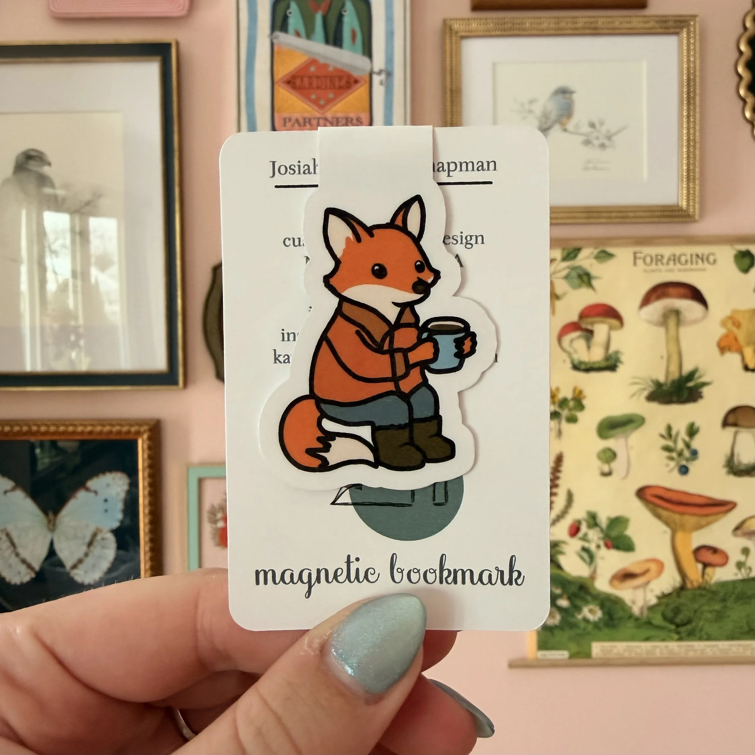 Fox with Mug Bookmark