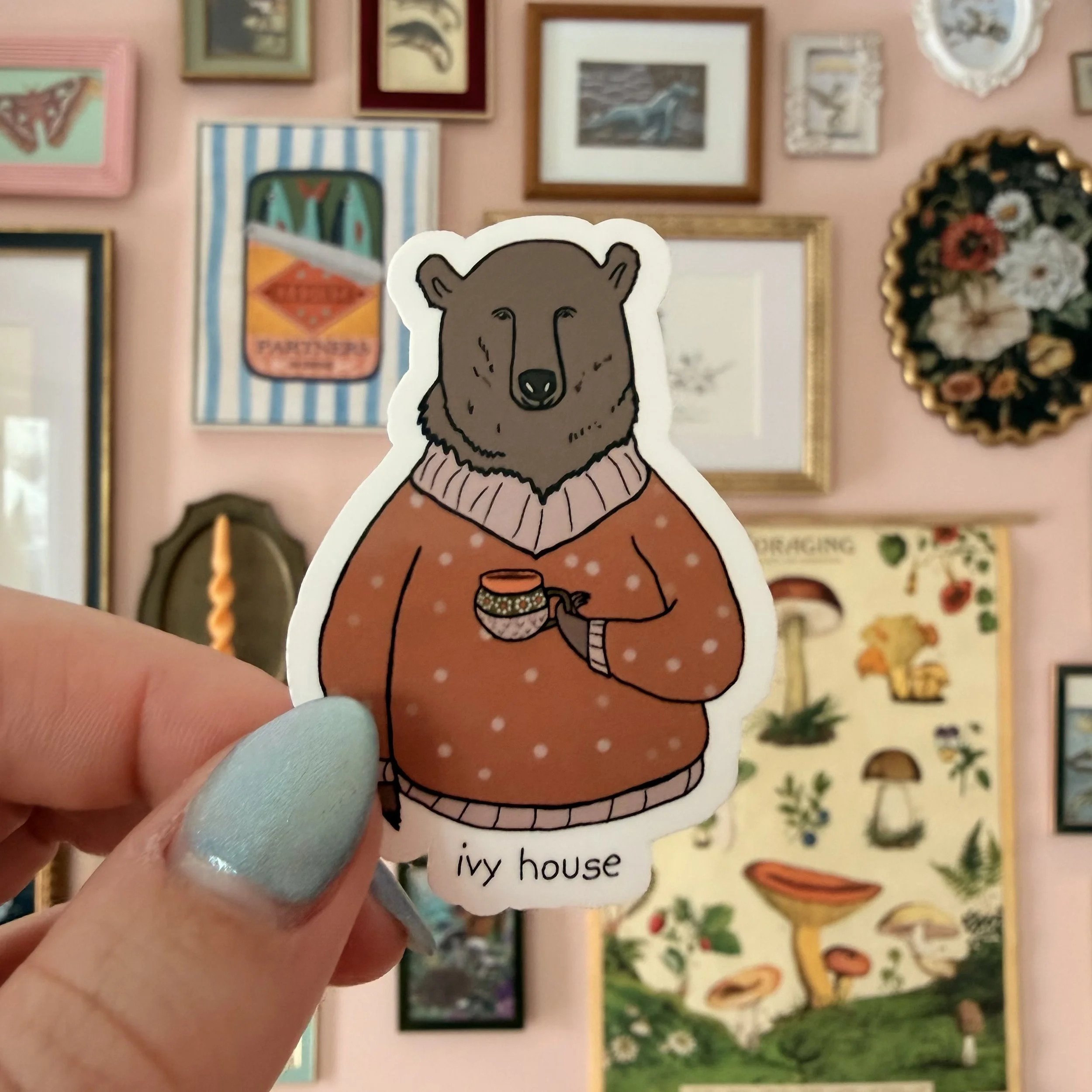 Bear with Mug Sticker