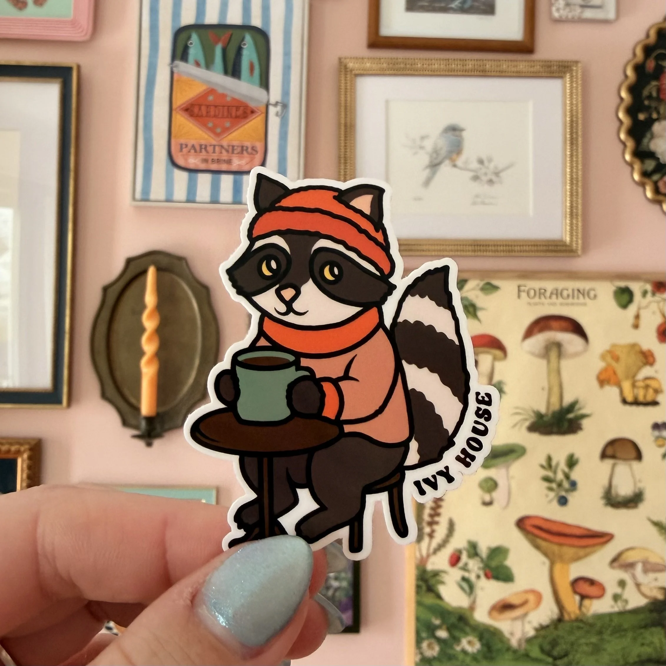Cafe Raccoon Sticker