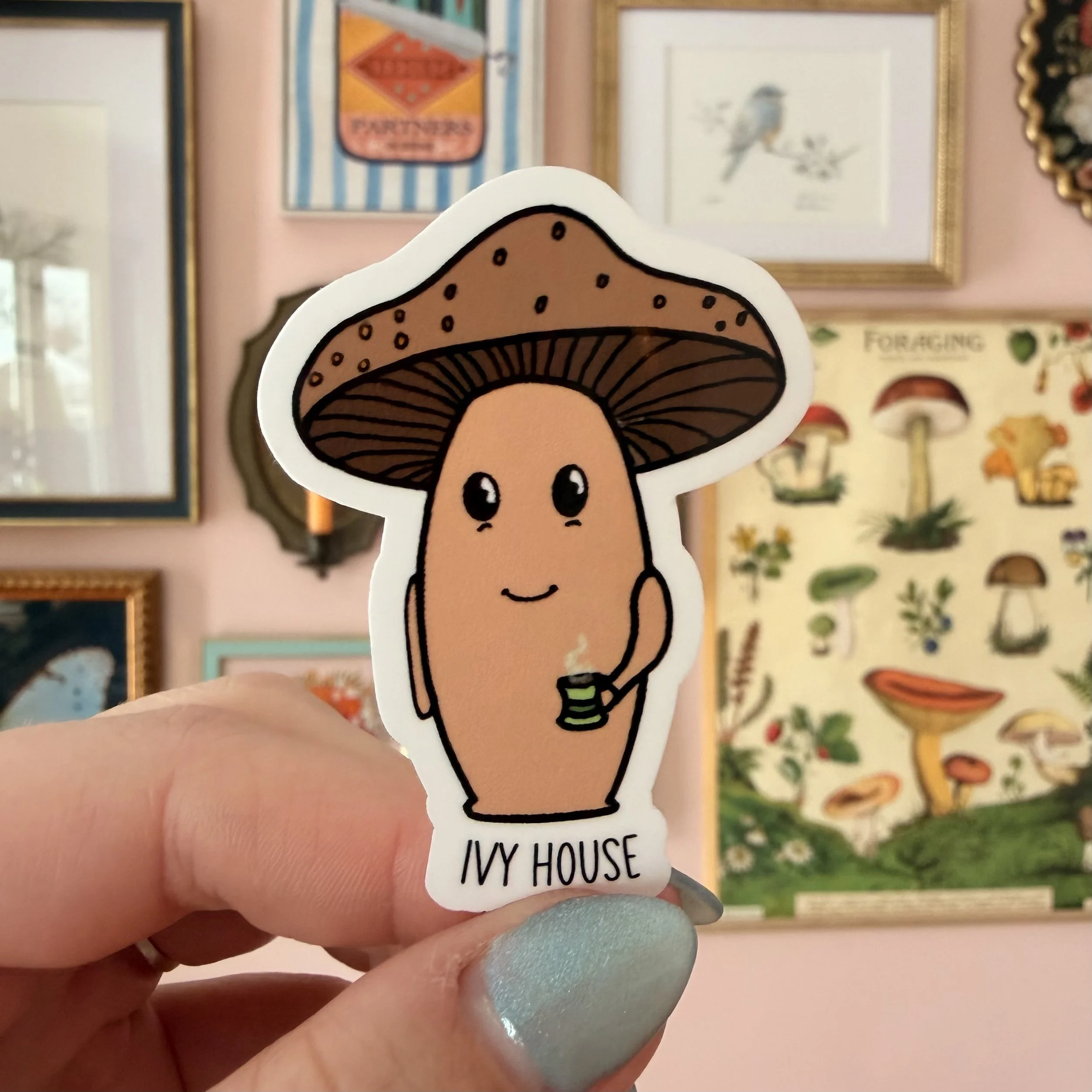 Mushroom with Mug Sticker