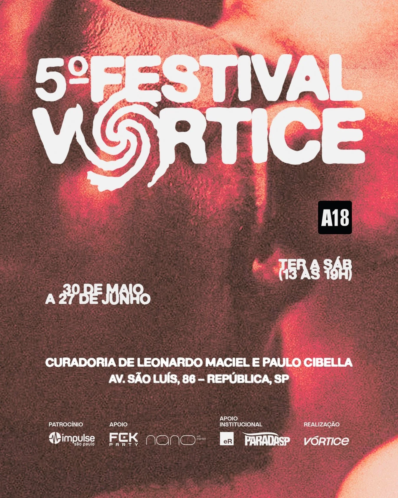 Com 147 artistas de 22 pa&iacute;ses, o Festival V&oacute;rtice re&uacute;ne trabalhos que atravessam arte, corpo e sexualidade.

A mostra &eacute; um panorama da produ&ccedil;&atilde;o contempor&acirc;nea, aproximando diferentes gera&ccedil;&otilde;
