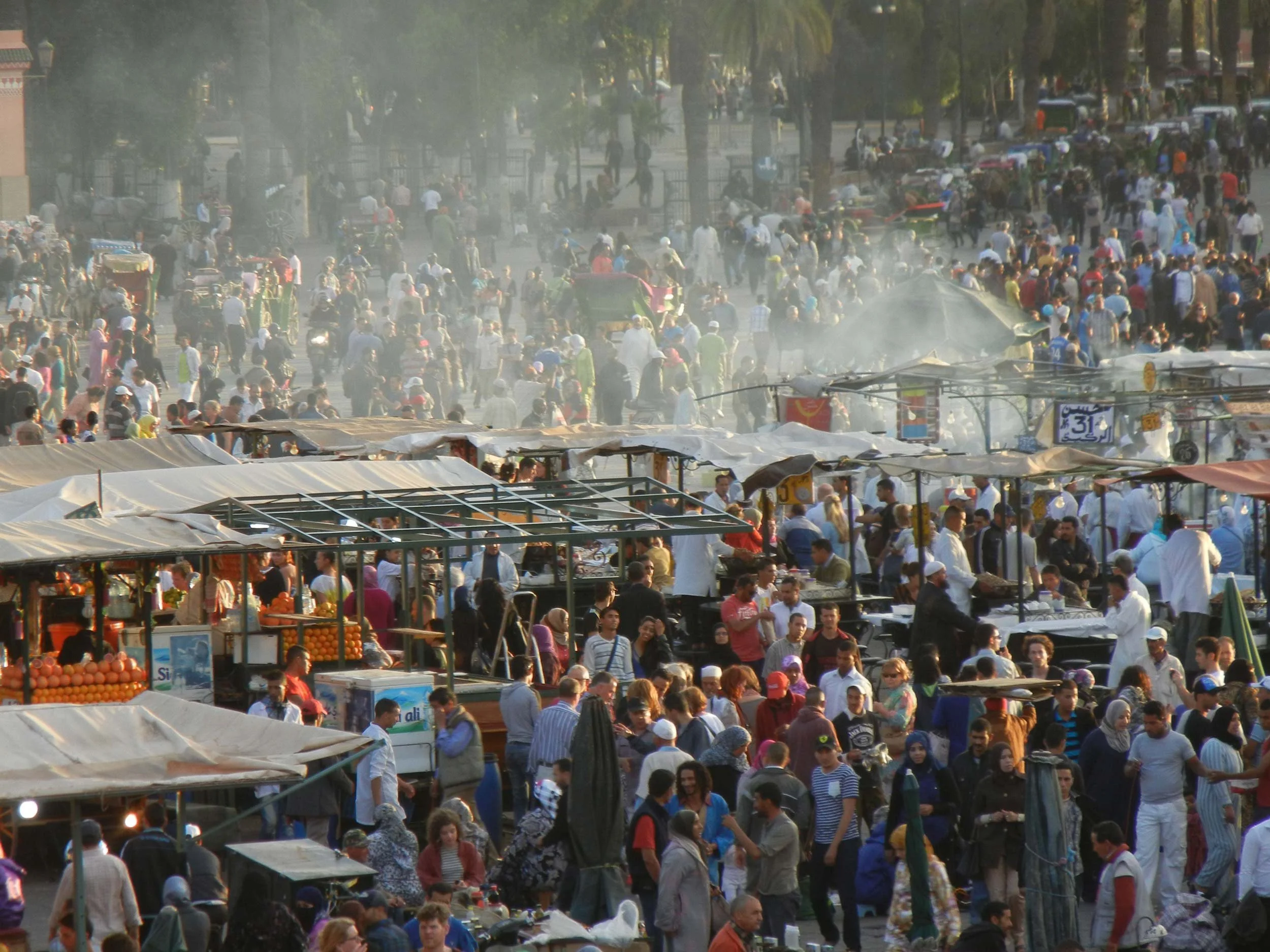 Food stalls in Jemaa el-Fna Square, Marrakesh, Morocco