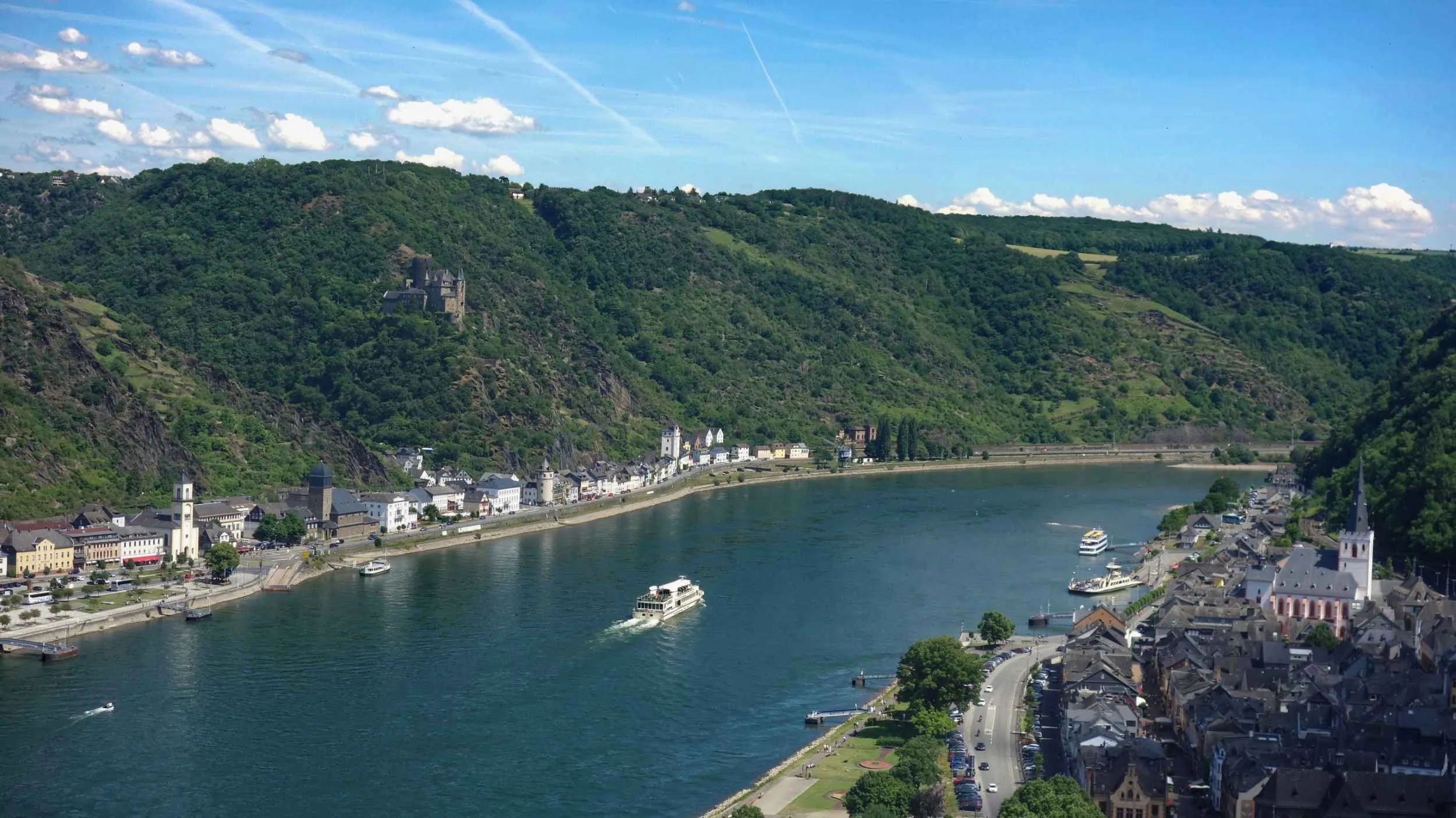 View of Rhine River from Reinfels Castle, St. Goar, Germany