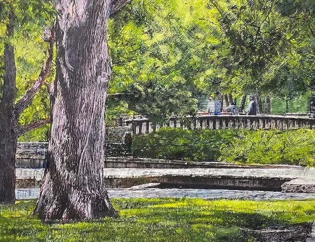Loose Park: the big tree and bridge, 2025