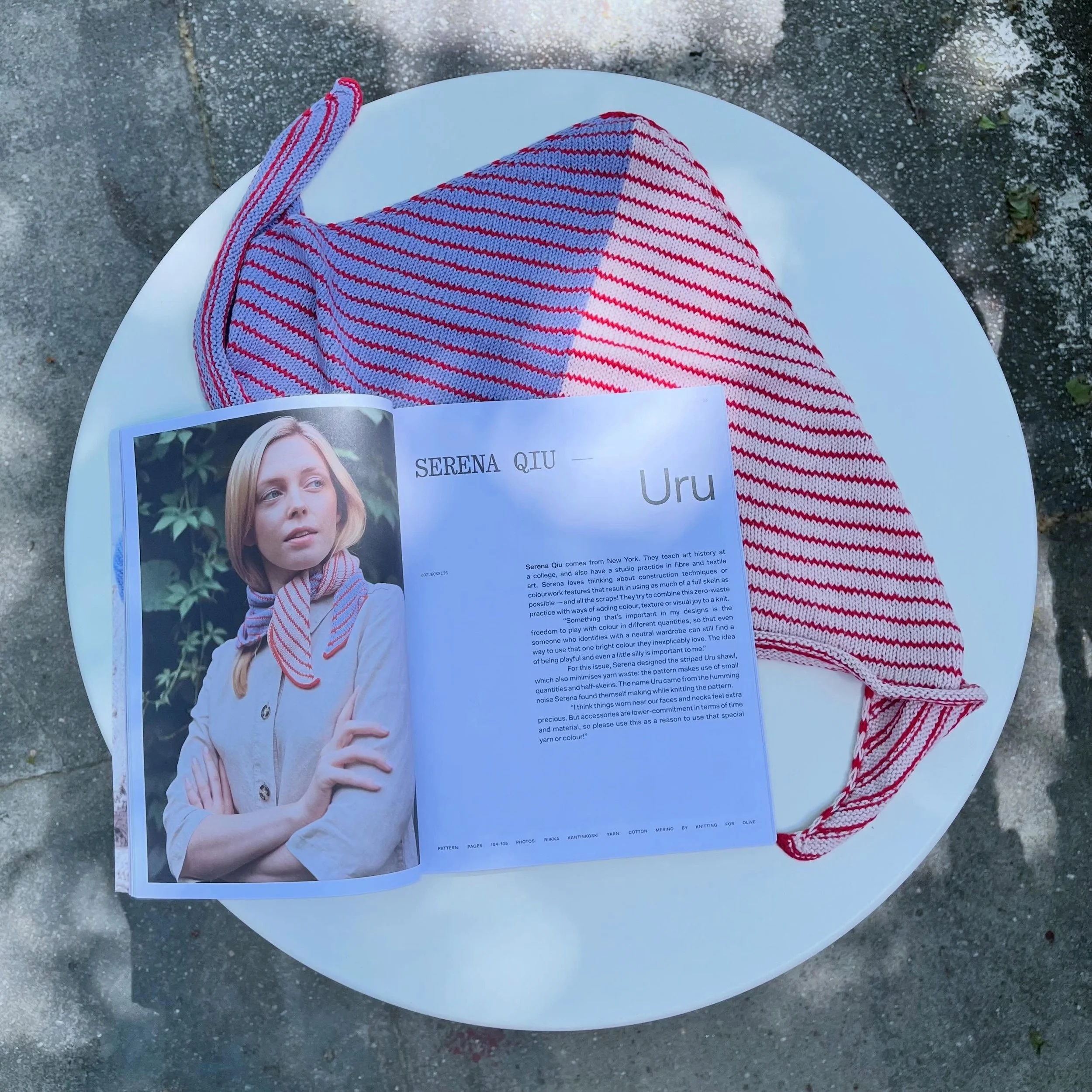 the early summer weather brought my copy of @laine_magazine summer 2025 &amp; my sample to my door :) still can&rsquo;t believe this is real.

thank you thank you to my test knitters &amp; to @knittingforolive for the yarn support 

❣️@misfitsknitz @