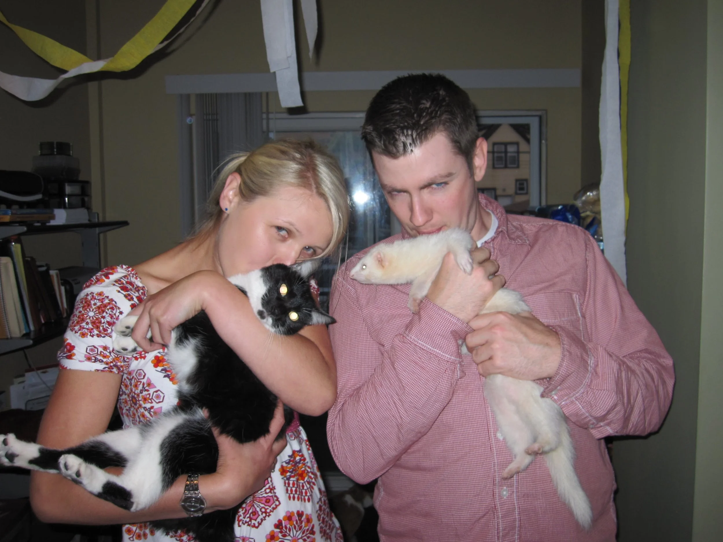 with Karolina, a cat and a ferret