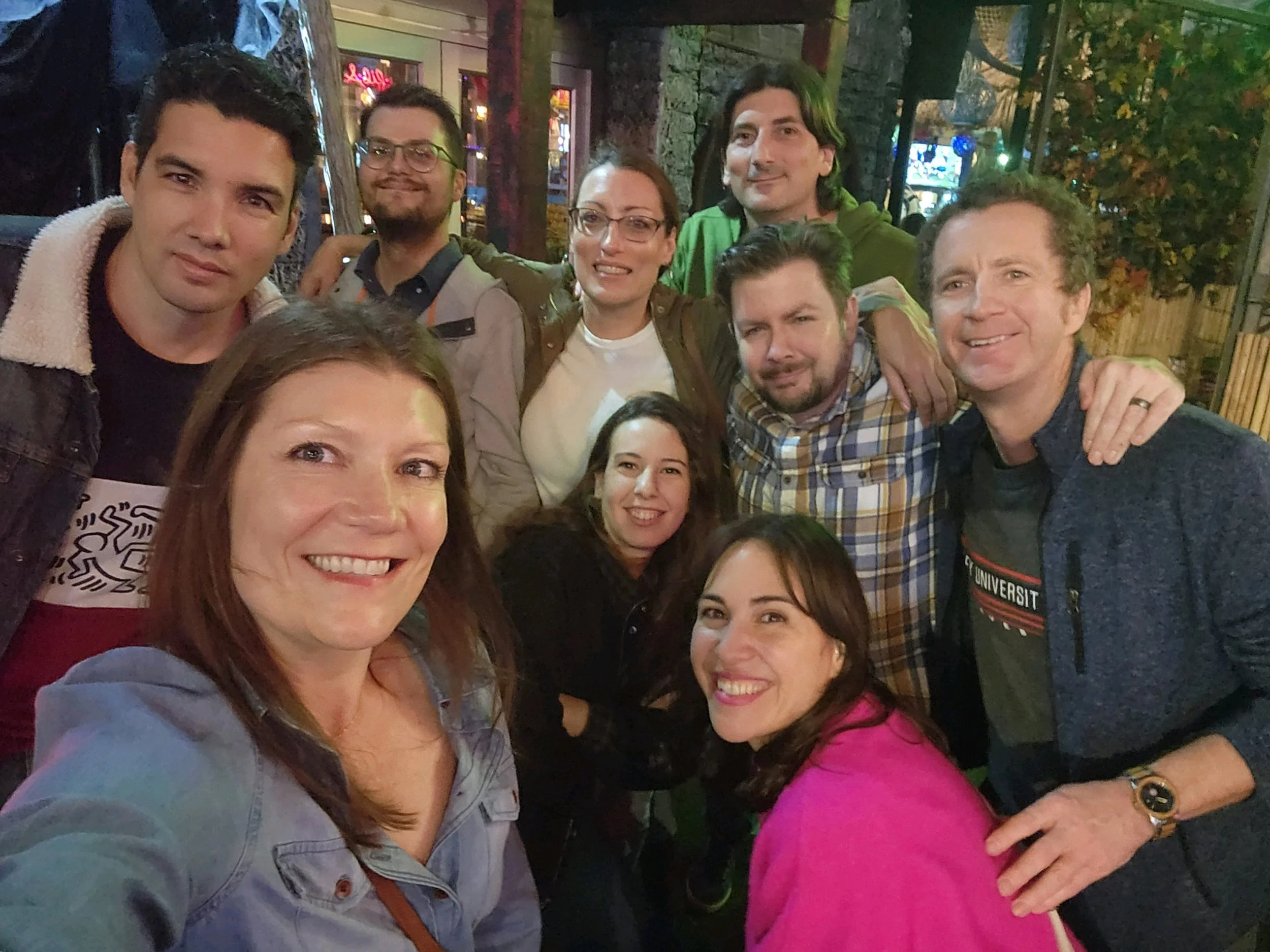 With students at a pizza party