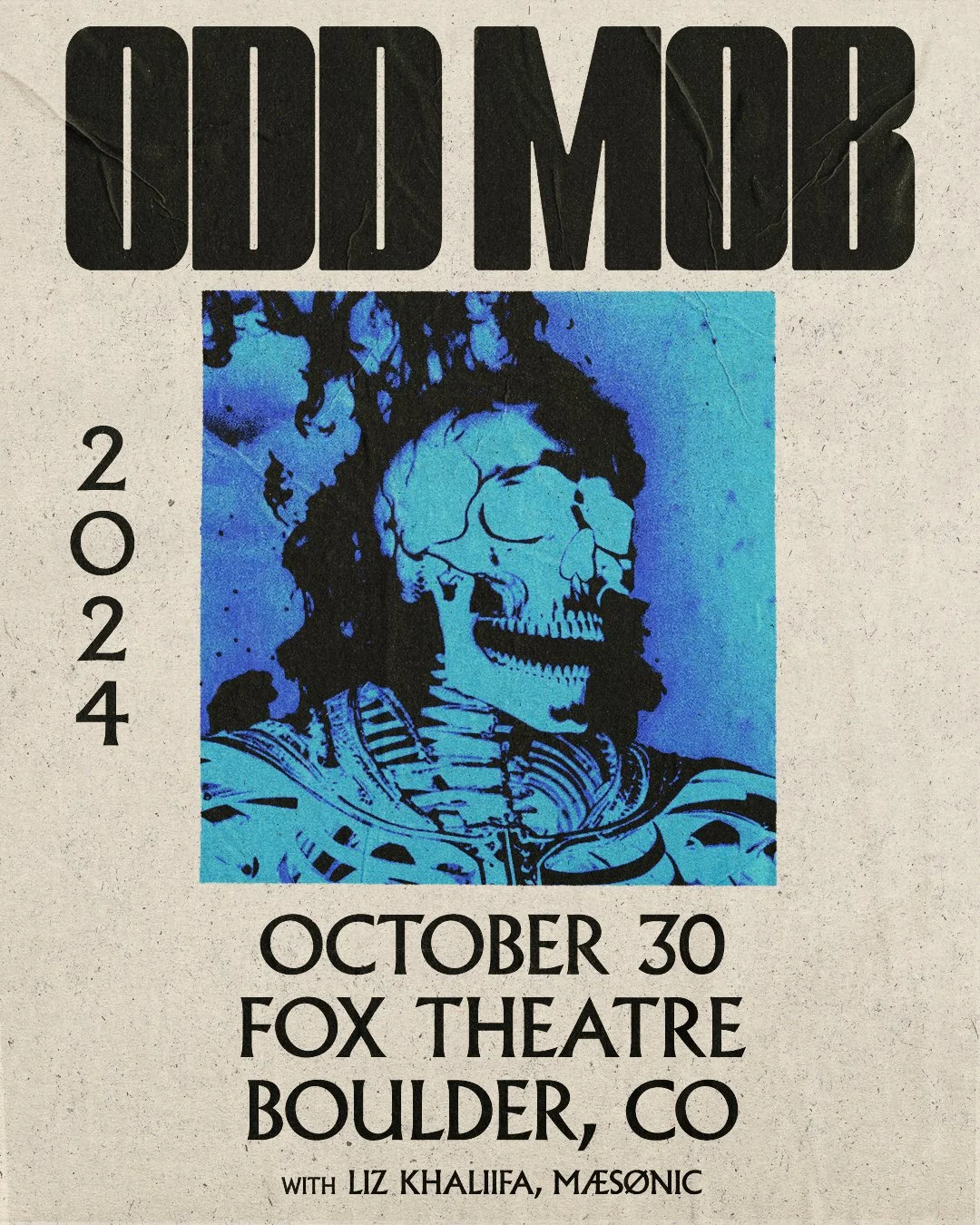 shares (as MÆSØNIC) support for Odd Mob at the Fox Theater in Boulder, CO