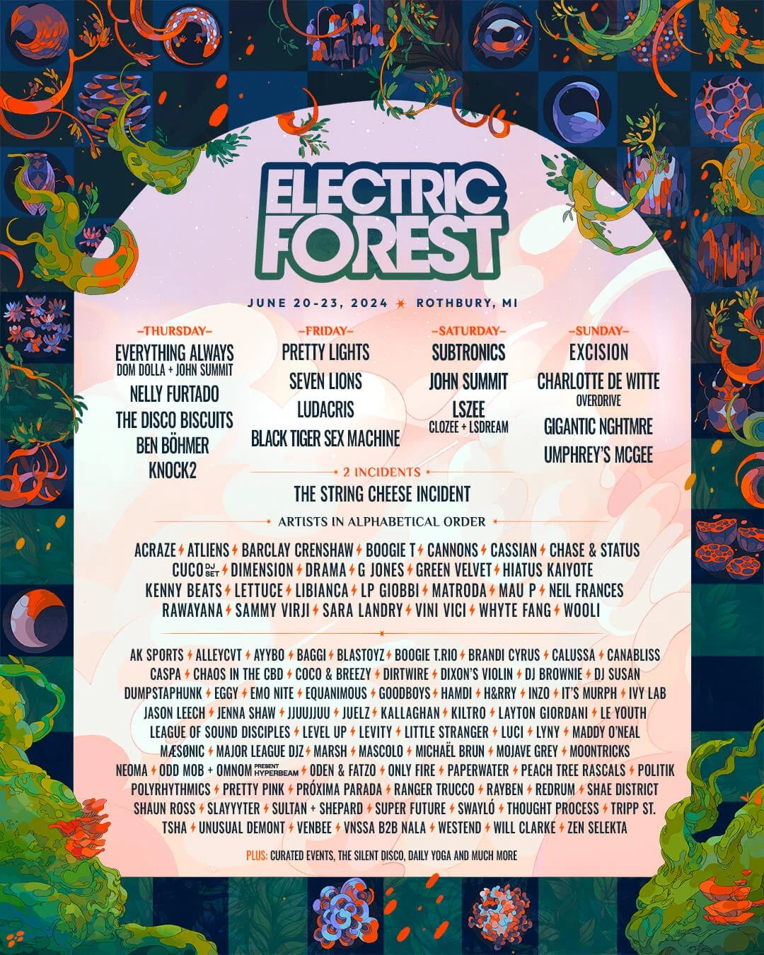 Electric Forest 2024 lineup poster