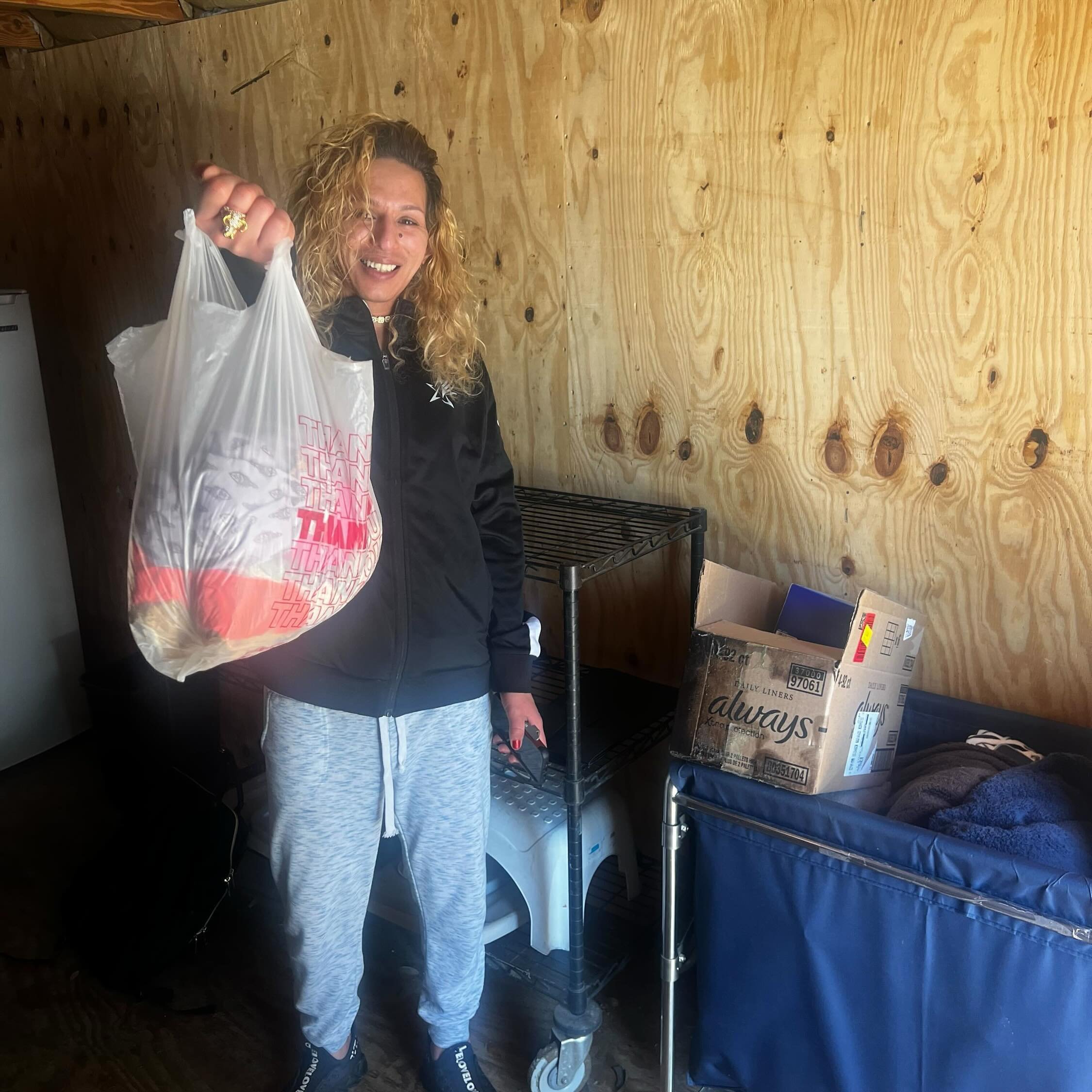 Gigi, who was housed through Sunrise, is changing apartments and decided to give back some of her clothes to people still sleeping outside. The generosity that comes from lived experience is powerful! #homestartshere