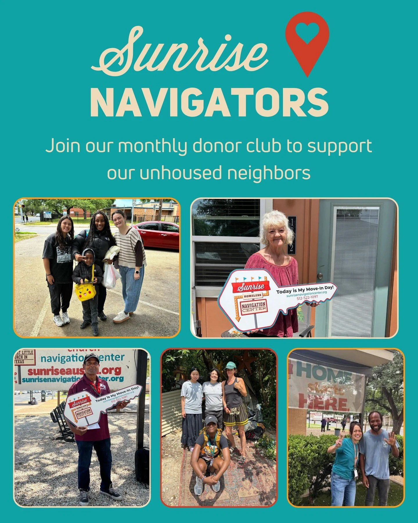 Your generosity can help a neighbor find a path from homelessness to a safe, stable place to call home! We invite you to join the Sunrise Navigators, a monthly donor club dedicated to providing reliable support to our unhoused neighbors throughout th