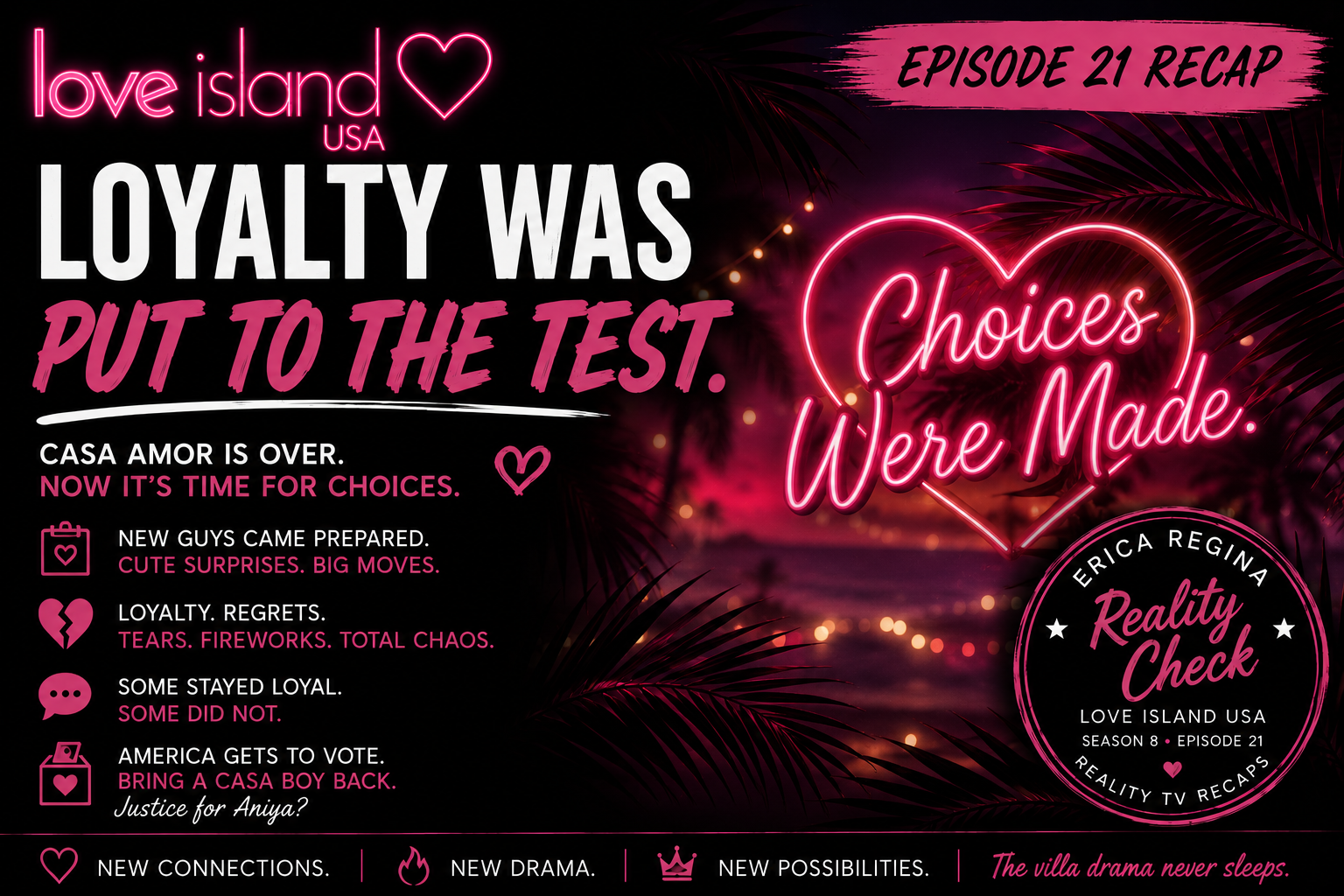 Reality Check: Love Island USA Season 8, Episode 21 — Loyalty Was Put to the Test