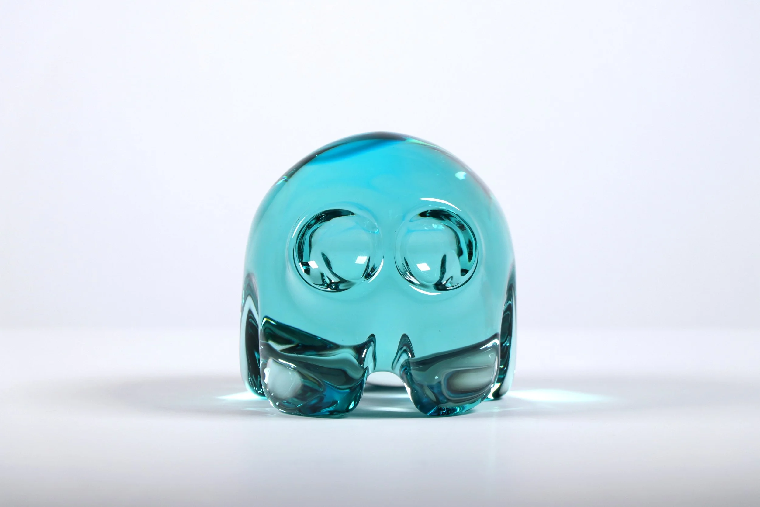Small Turquoise Ghost, 4" high x 4.25" round