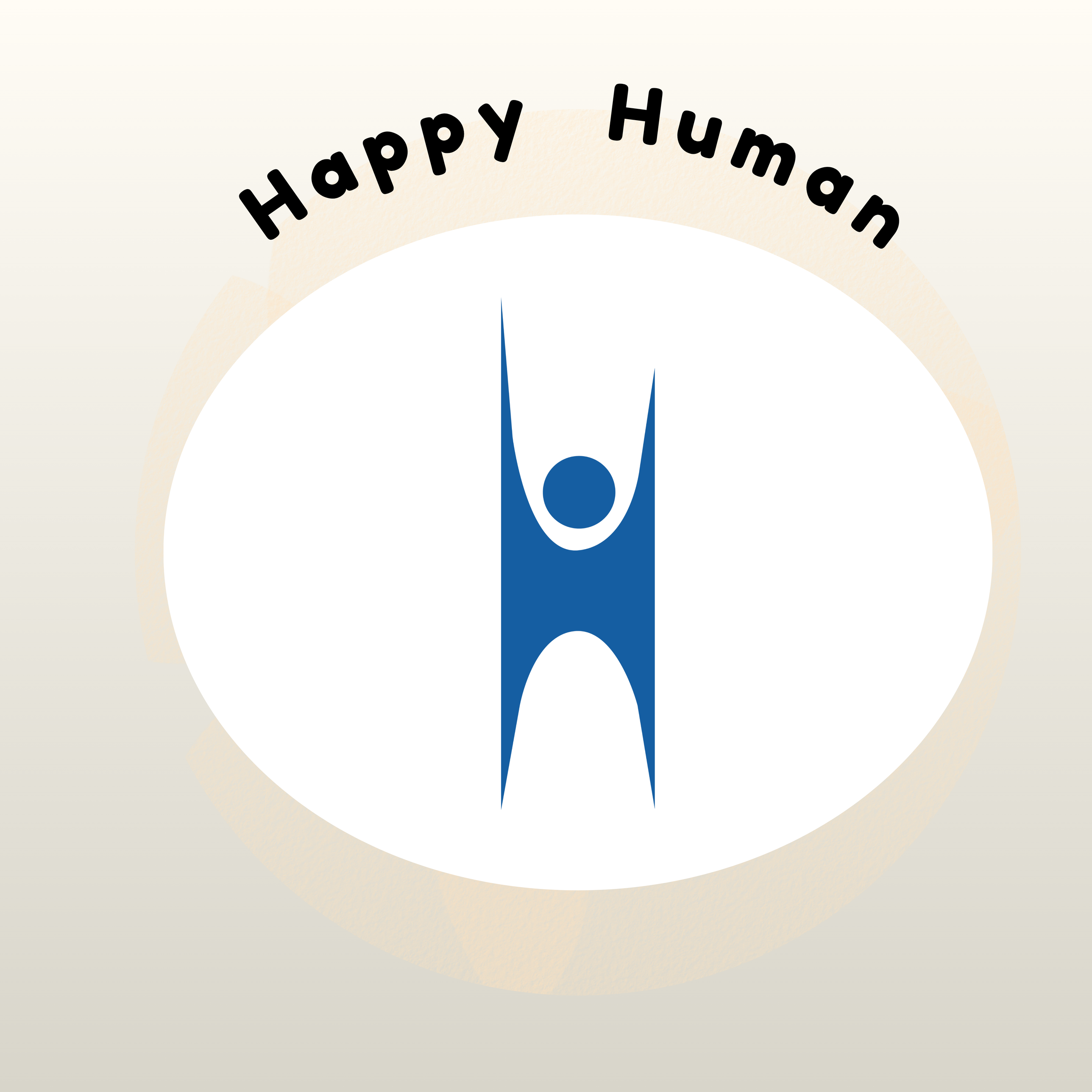 happy human symbol, stick figure with both arms in the air to form an H