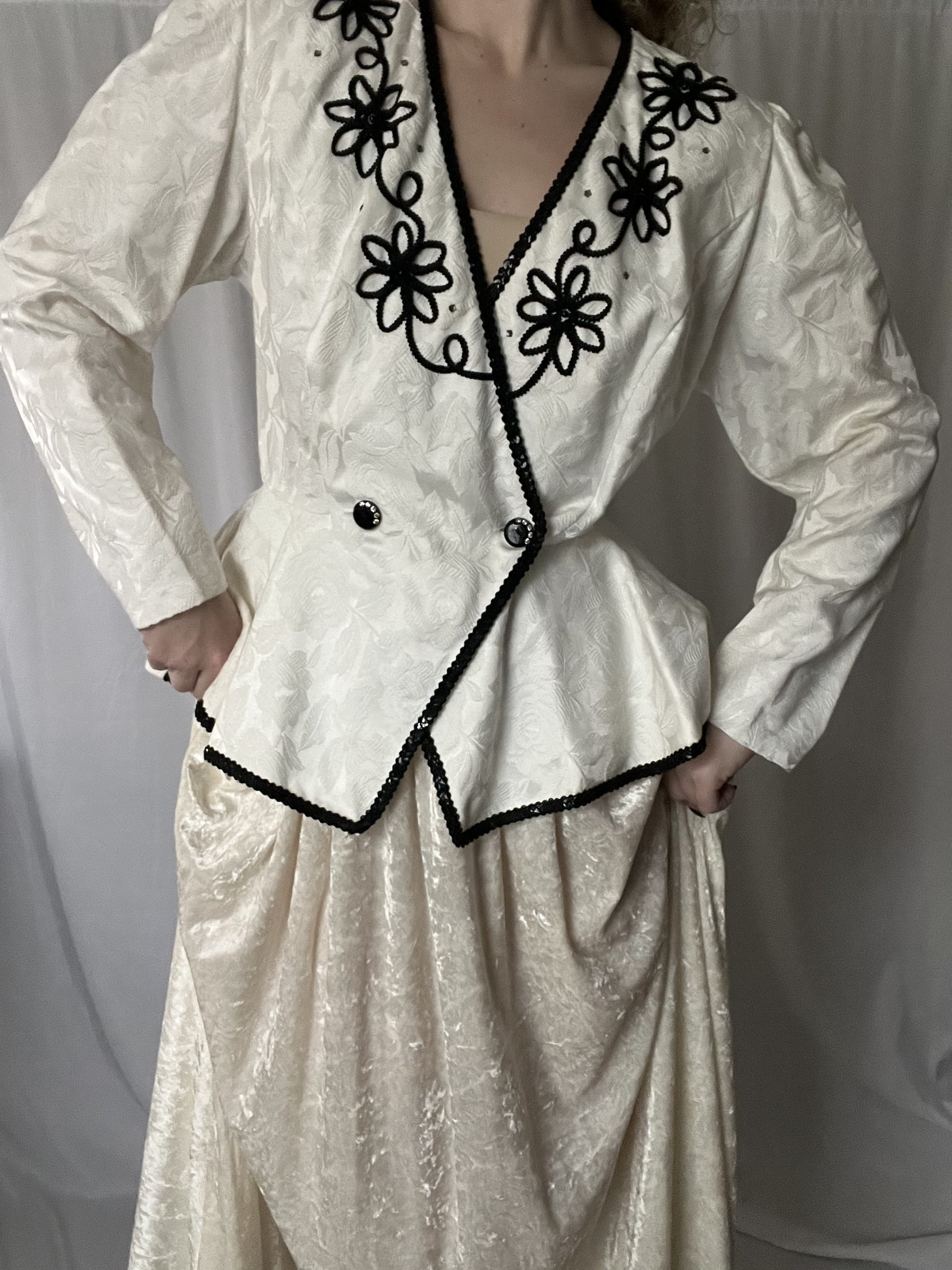 Vintage Maxi White Velvet Skirt