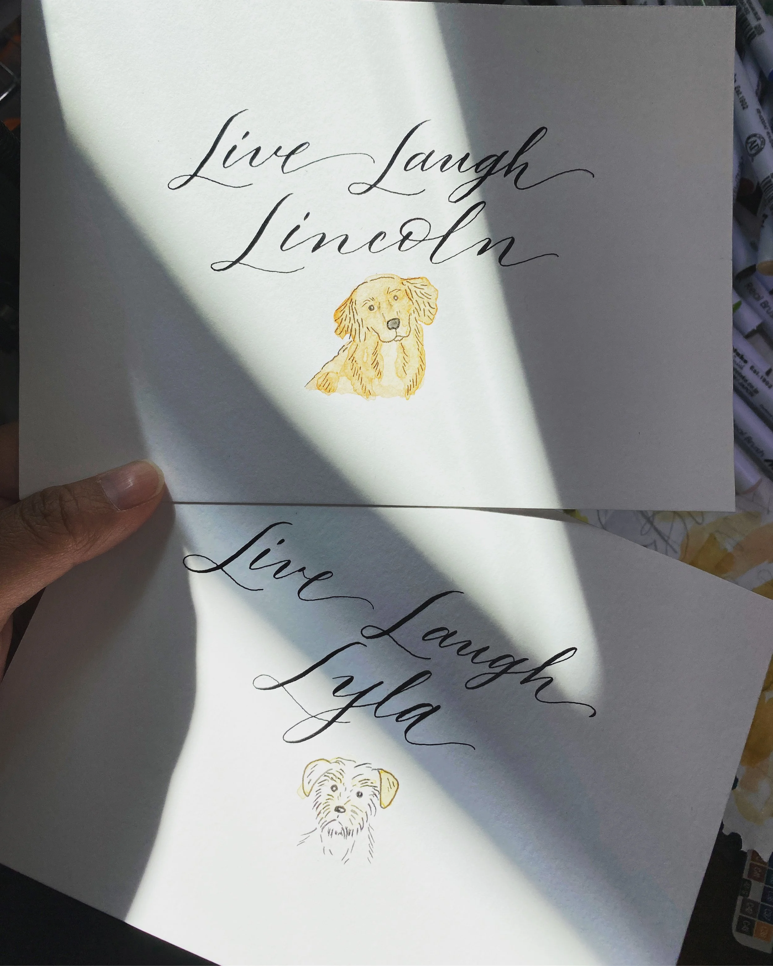 A fun take of Live, Laugh, Love. Replacing Love with dog names that start with the letter L.