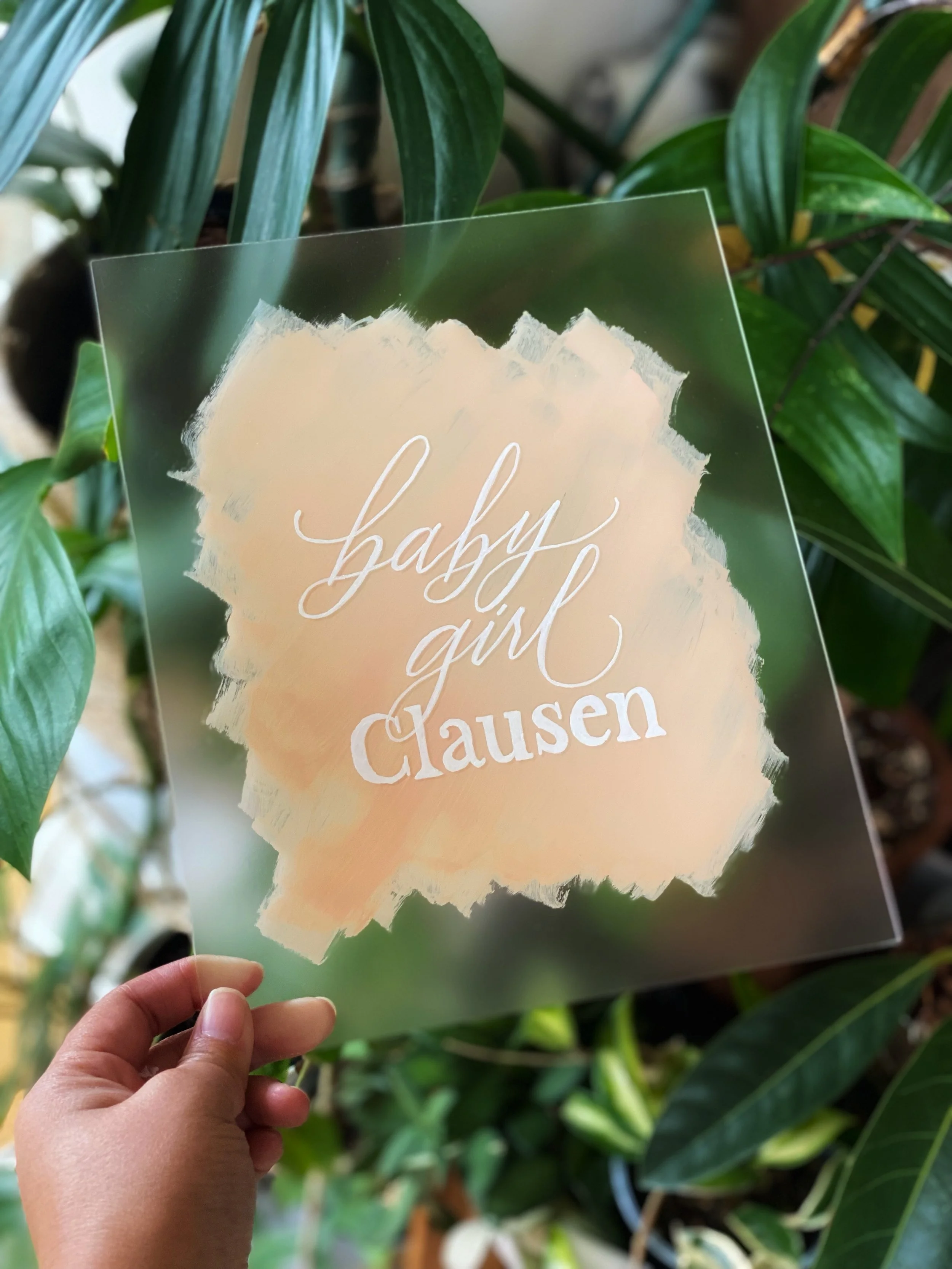 Acrylic sign for a baby shower