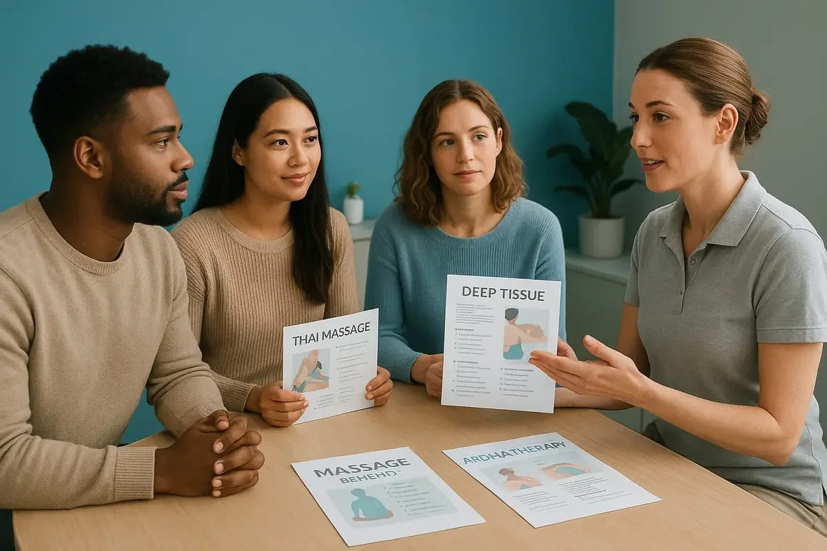 Practitioner explaining best massage techniques