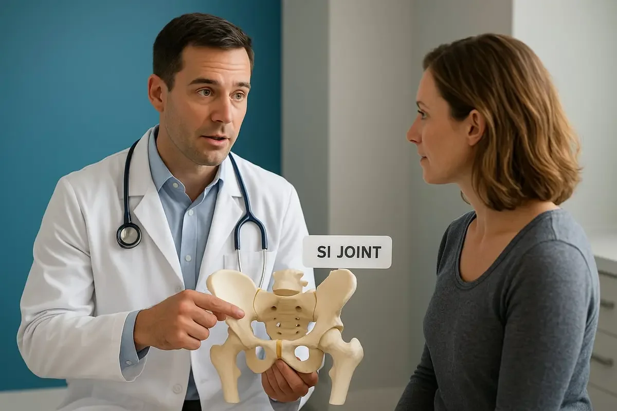 North Vancouver practitioner explaining SI joint pain to a patient