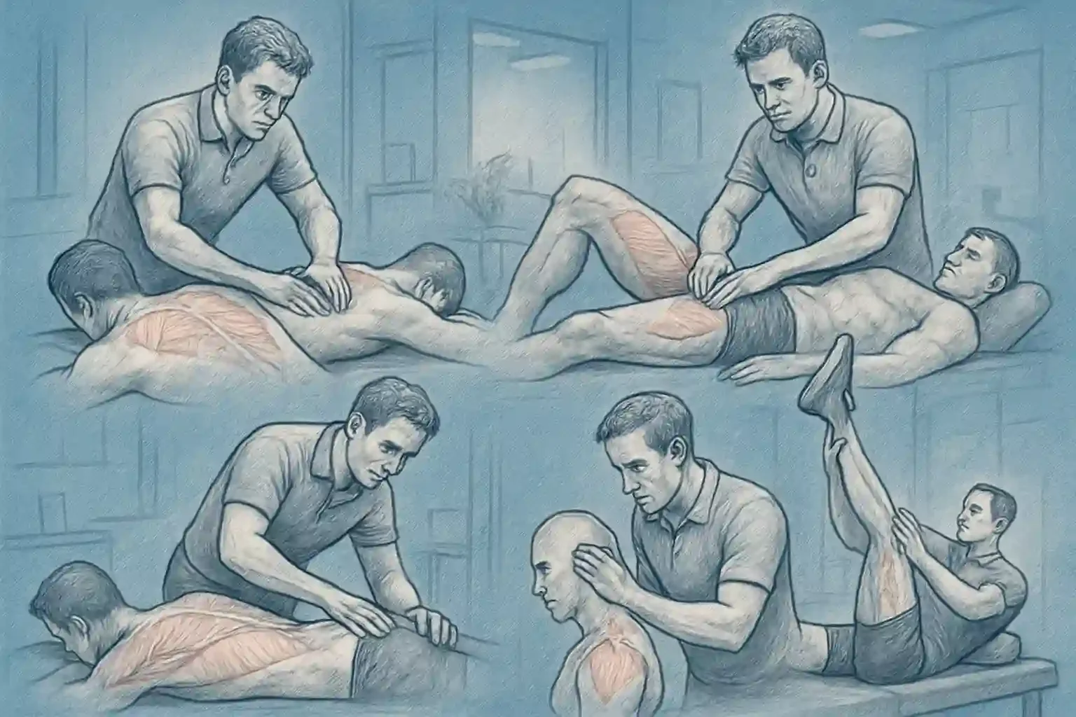Examples of massage on different body regions