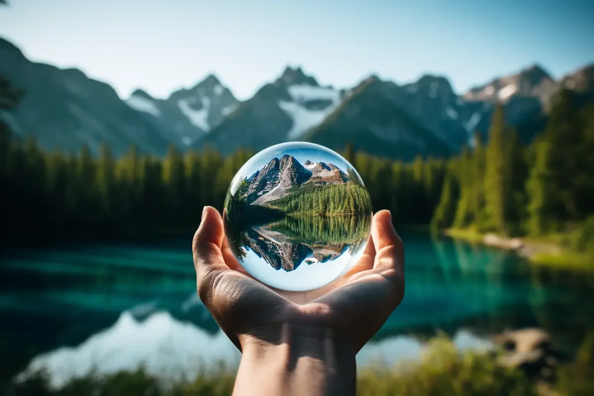 Reflection in glass globe nature