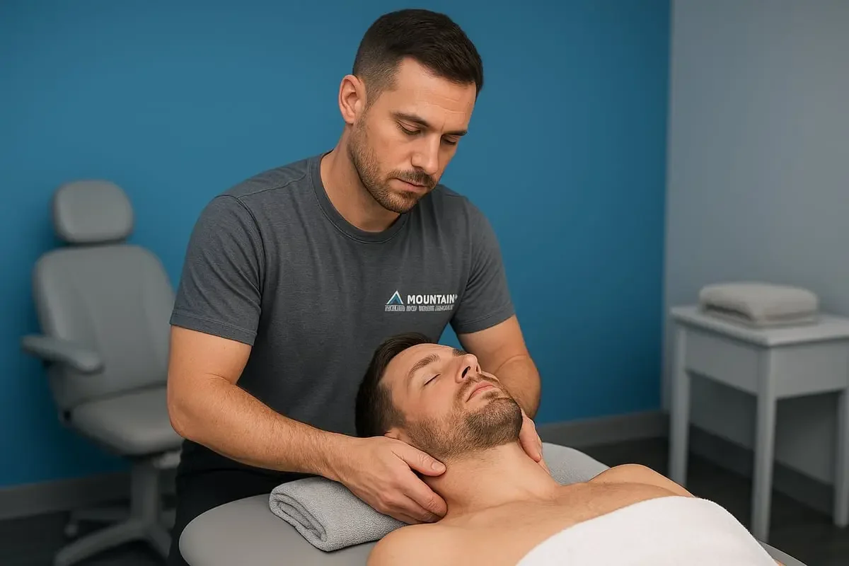 North Vancouver RMT massaging athlete's neck