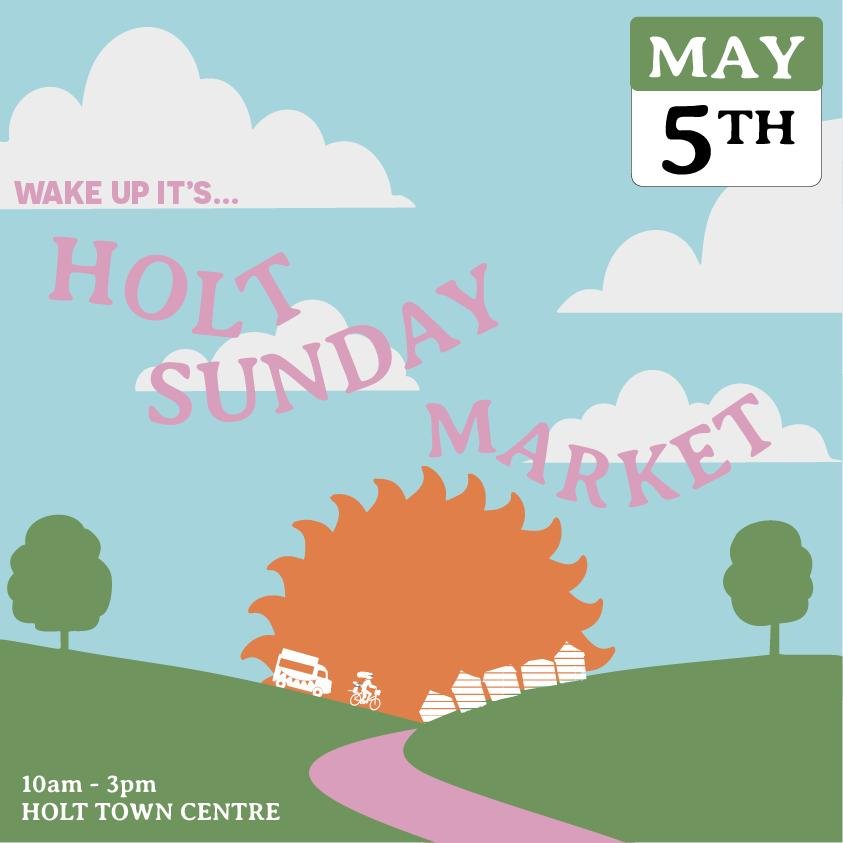 Wake up sleepyhead, it's BANK HOLIDAY SUNDAY EVE and it just so happens it's Holt Sunday Market.

📍 Holt Town Centre
🏺 60+ artisan stallholders
🌮 Super Streetfood selection
🎵 Great Tunes
🏬 Town full of great Indies

#HoltSundayMarket #HoltMarket