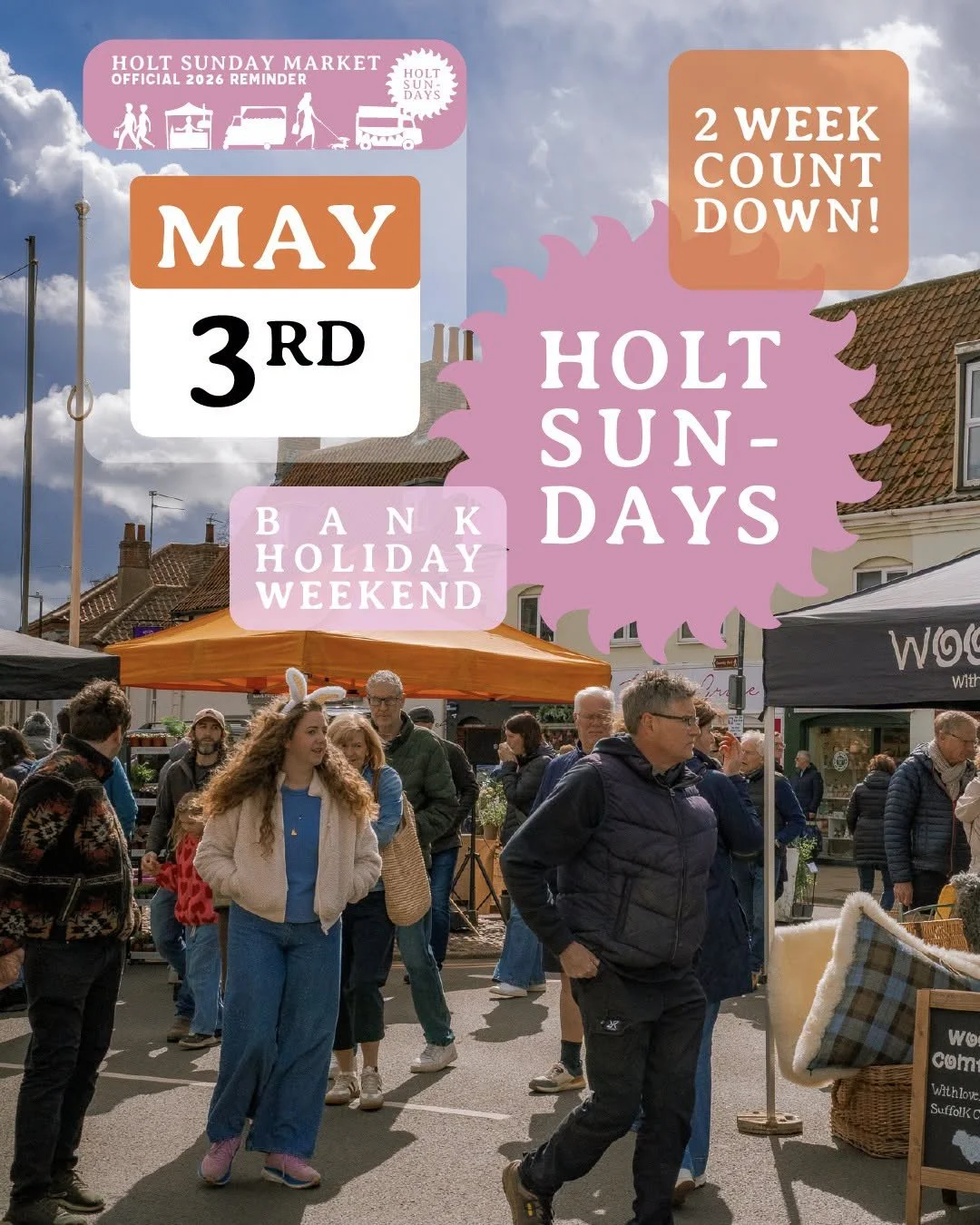 2 WEEKS TO GO!

A small but important announcement from your friends at Holt Sunday Market: we are back on Sunday 3rd May for our second market of 2026.

It&rsquo;s a bank holiday weekend, there&rsquo;ll be 80+ brilliant makers joining us and pre-boo