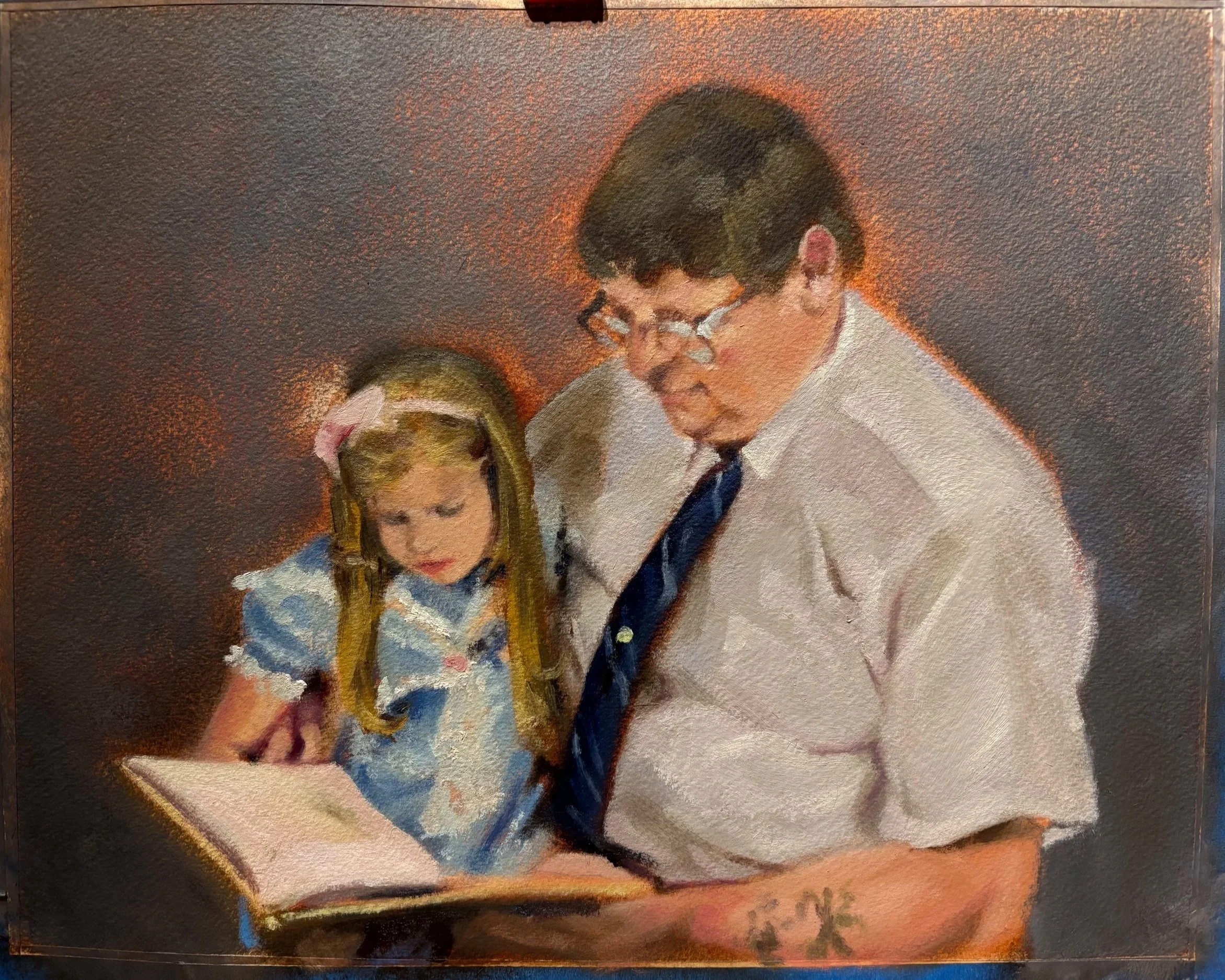 Rachel and Grandfather, Oil on paper 11x14