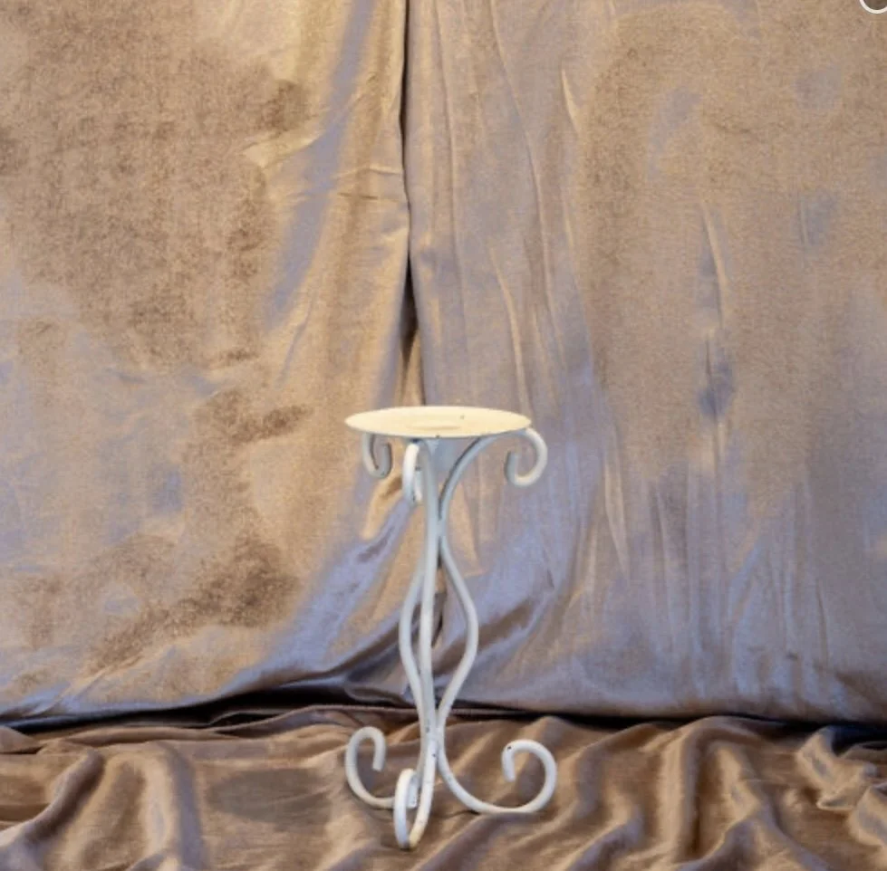 White Metal Scroll Candle Stands #2