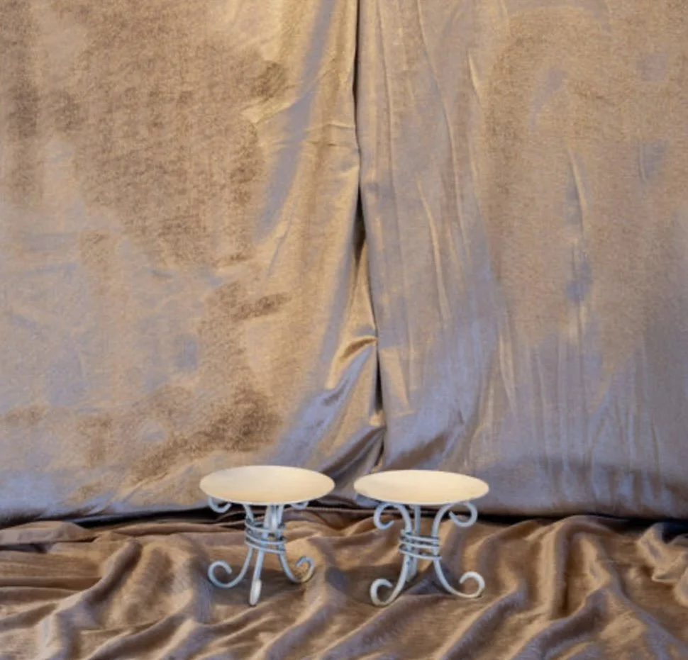 White Metal Scroll Candle Stands #5