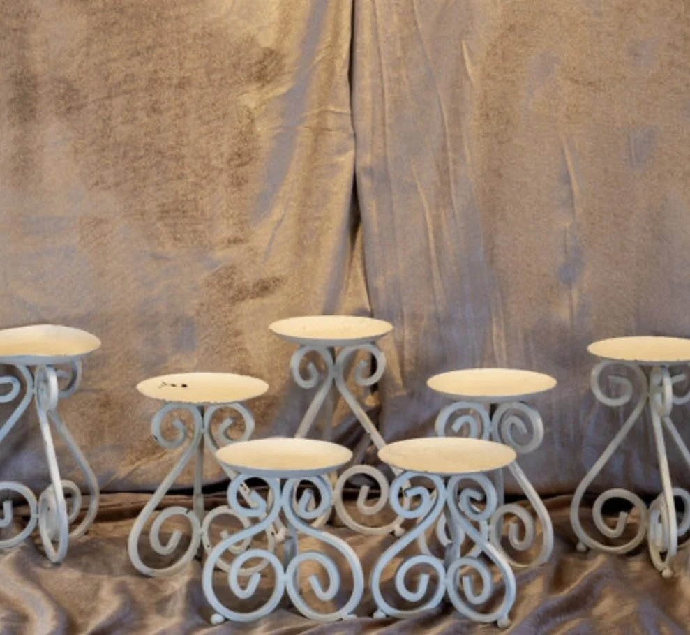 White Metal Scroll Candle Stands #4